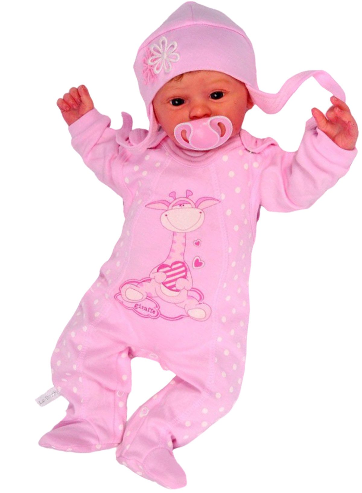 La Bortini Strampler, Jäckchen & Mütze Baby Strampler Langarmshirt Mütze in Rosa Set für Neugeborene aus Baumwolle, in Rosa, für Mädchen 62 68