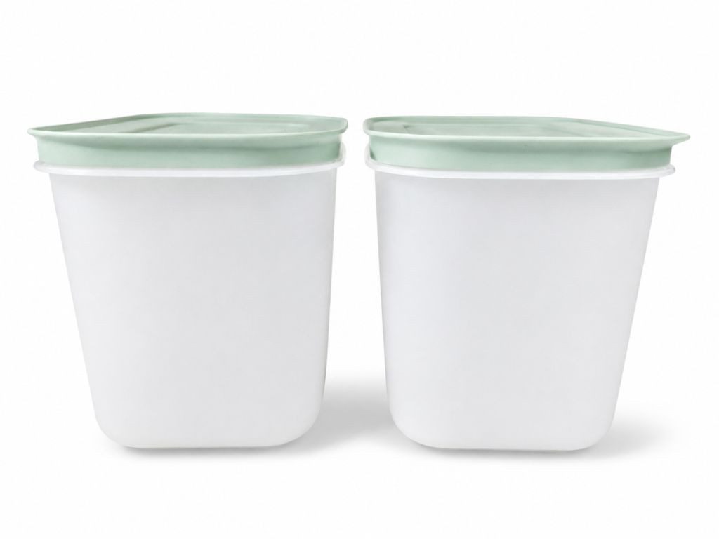 TUPPERWARE Vorratsdose Gefrier-Behälter 1,1 L weiß-grün hoch (2)