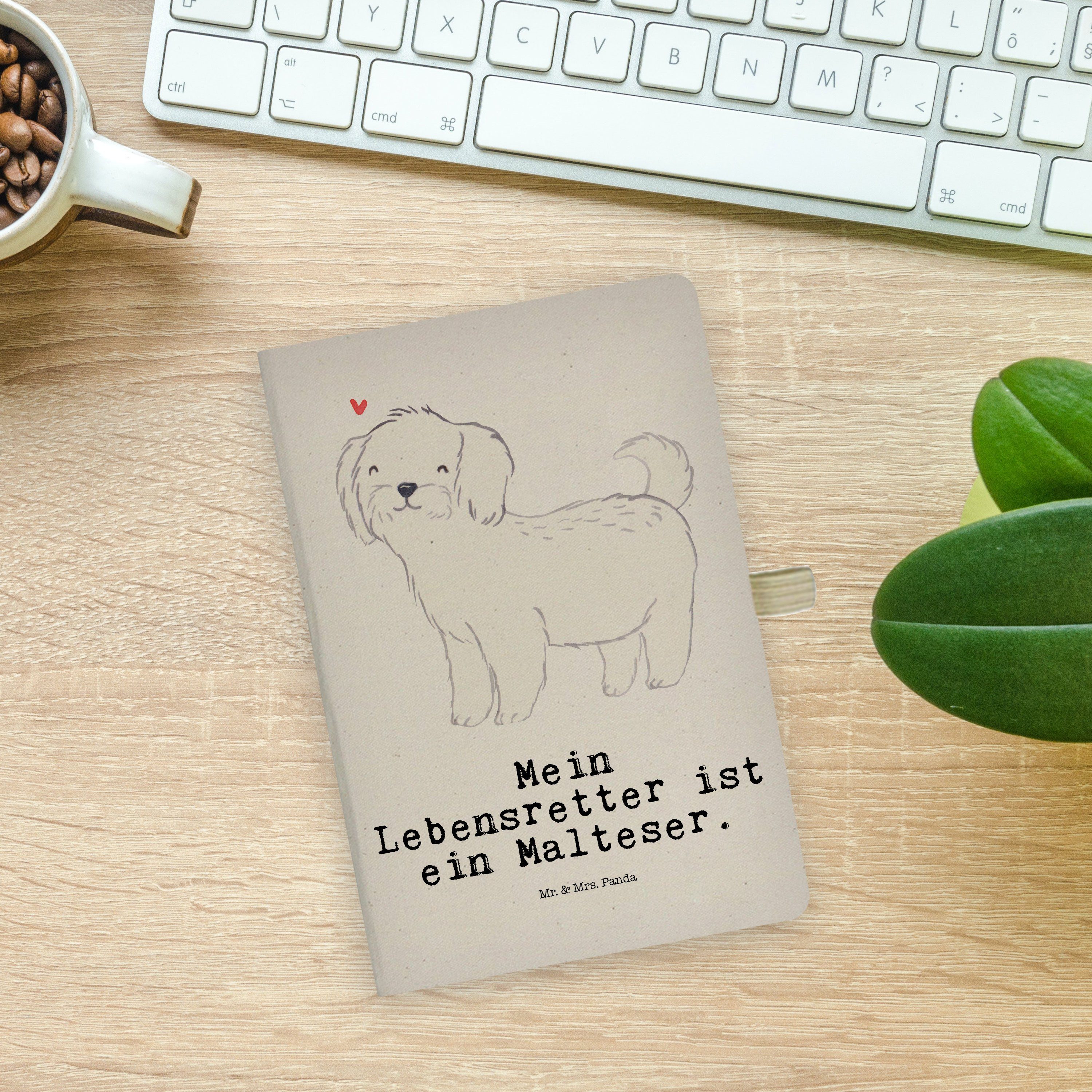 Mrs. & Lebensretter - S Mr. Notizblock, Kladde, Transparent Panda Geschenk, & Notizbuch Mrs. - Malteser Mr. Panda