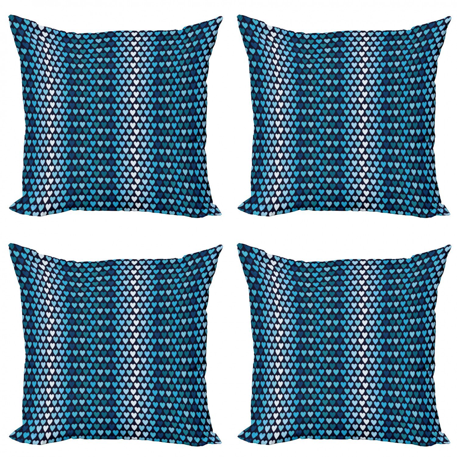 Kissenbezüge Modern (4 Digitaldruck, Accent Shapes Abakuhaus getönten Doppelseitiger Geometrisch Blau Stück), Herz