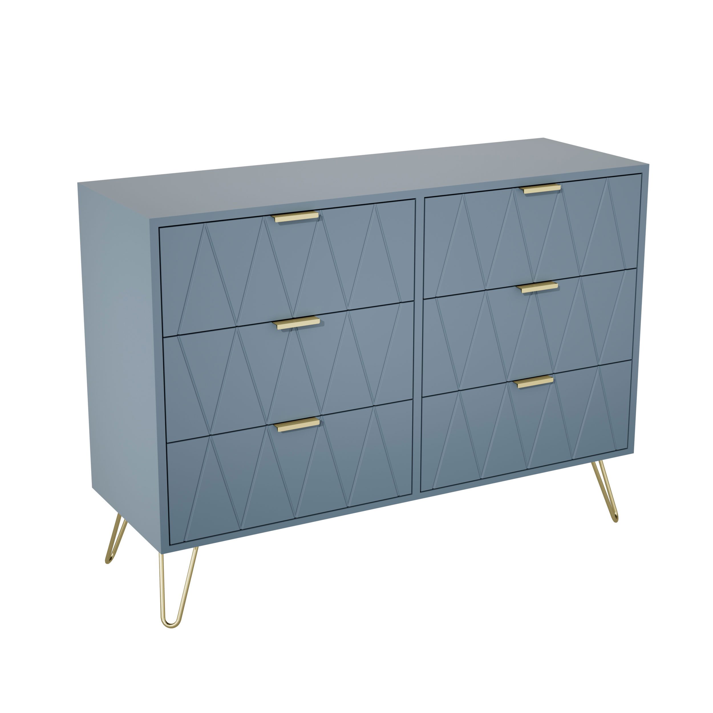 UEV Kommode mit 6 Schubladen, Sideboard für Wohnzimmer Schlafzimmer (Highboard, Sideboard mit Schubladen, Schmal kommode, 100 x 34 x 73 cm Mehrzweckschrank), Küchenschrank Buffet TV Board Schrank mit Füße Aufbewahrungsschrank