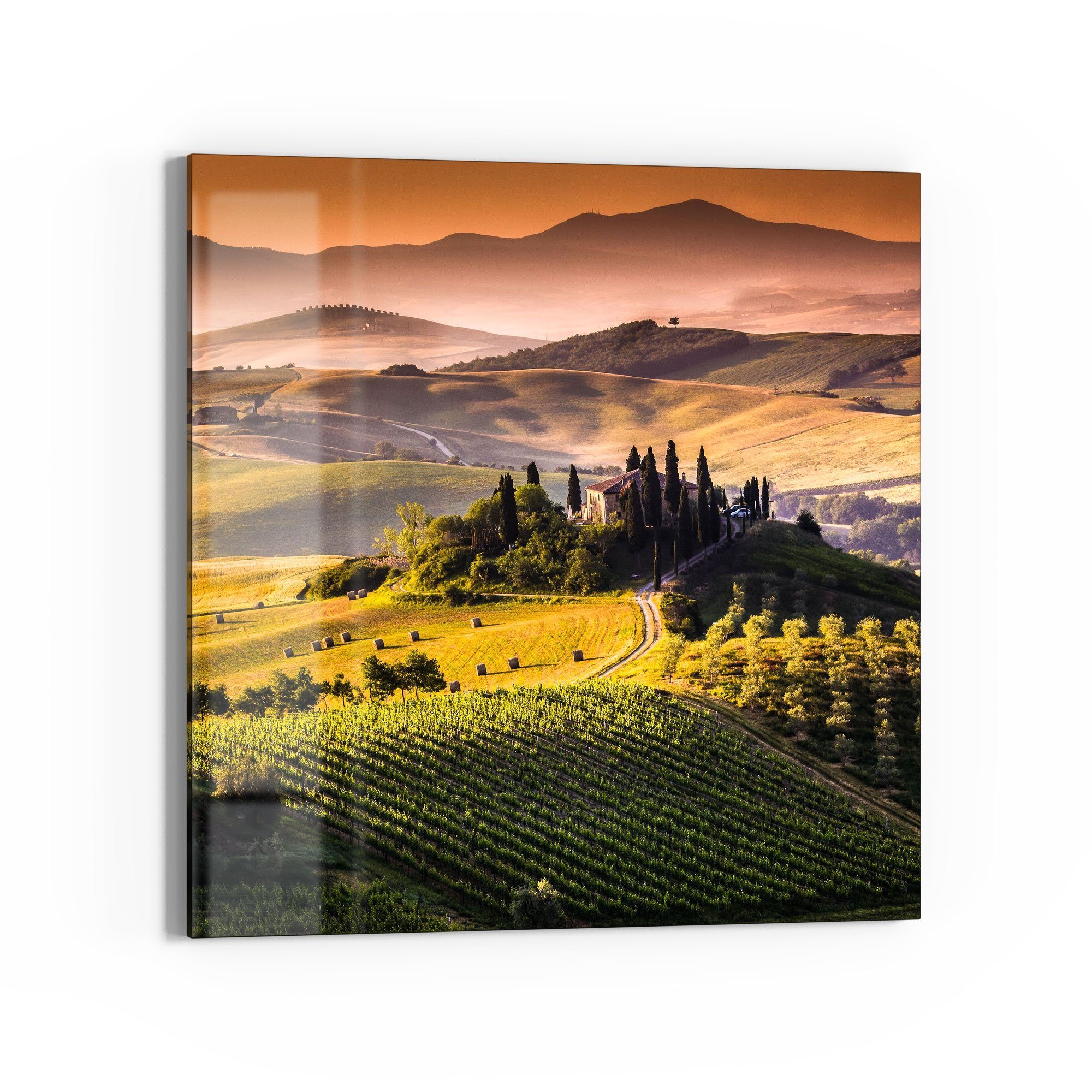 DEQORI Glasbild 'Toskana Panorama', 'Toskana Panorama', Glas Wandbild
