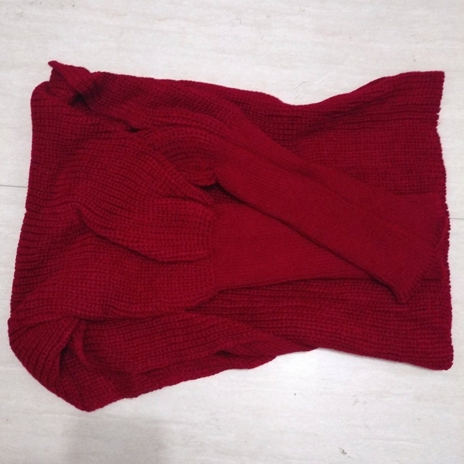 AUKUU Halstuch Halstuch Stilvoller warmer Strickschal mit einfarbigen Ärmeln, (1-St) Rotwein