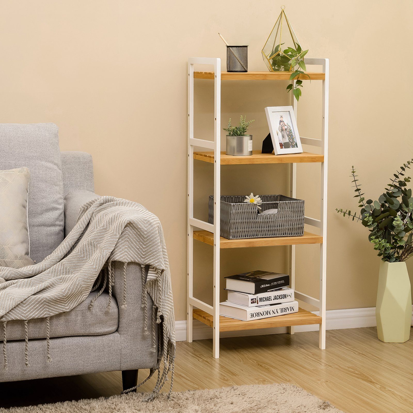 SONGMICS Badregal Bambusregal Küchenregal Bücherregal Standregal, günstig online kaufen