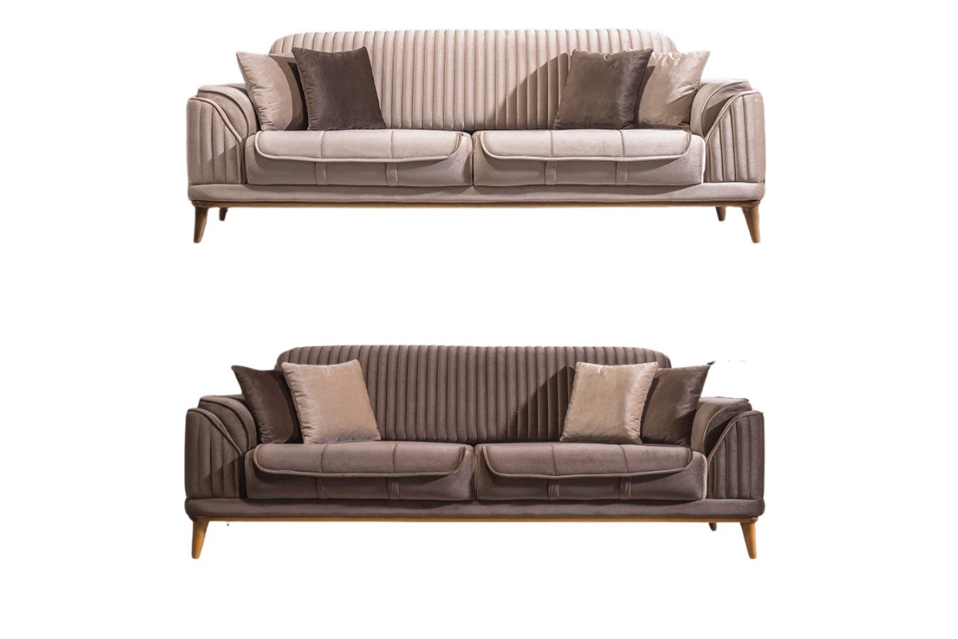 Villa Möbel Polstergarnitur Bond, (Set, Set besteht aus: 2 Sitzer+2 Sitzer), mit Relax-/Bettfunktion durch umklappbare Rückenlehne