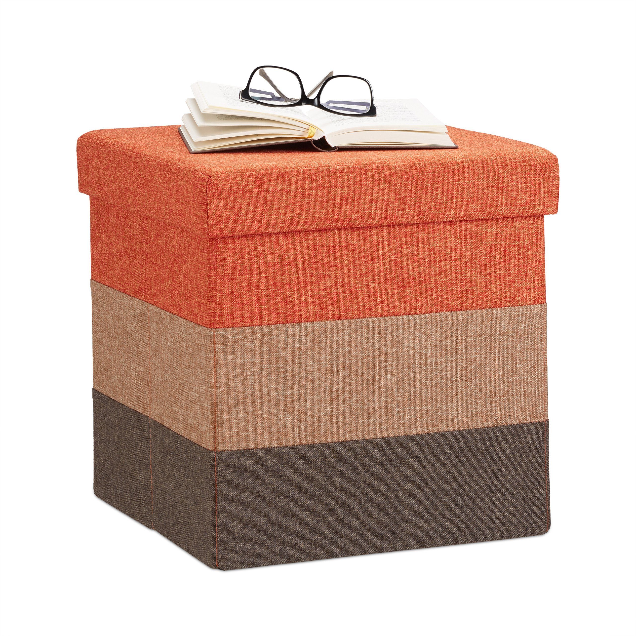 relaxdays Sitzhocker Gepolsterter Hocker mit bunten Streifen, C