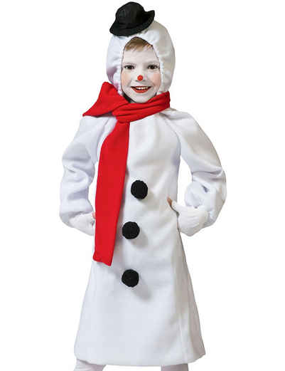 Funny Fashion Kostüm Schneemann Kostüm für Mädchen - Weißes Kleid, Kinderkostüm Winter Weihnachten Karneval