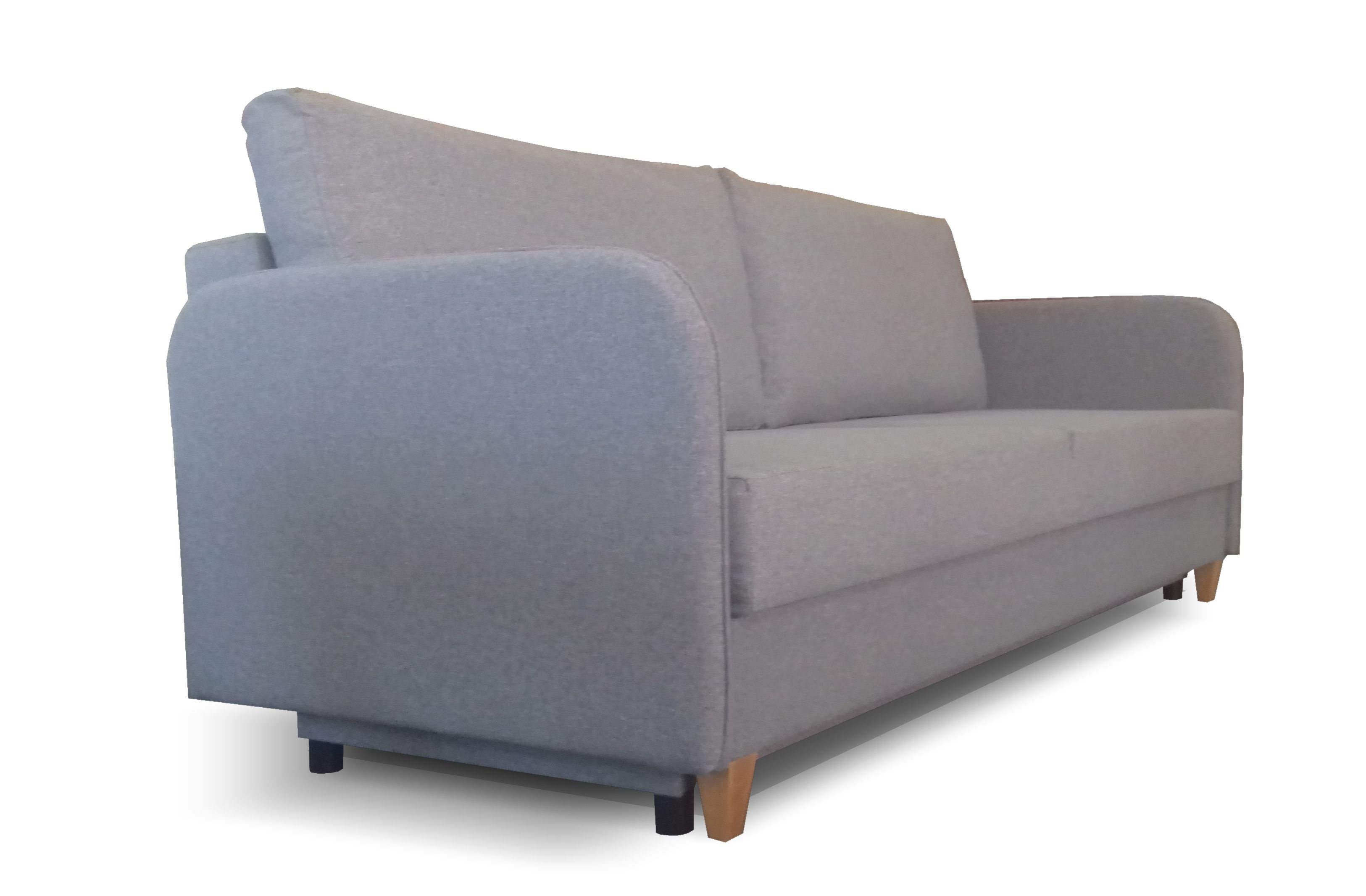 Siblo 3-Sitzer Ausziehbares Schlaffunktion - - mit Sofa Grau Dreisitziges Bettzeugbehälter Pablo Dreisitzer-Sofa
