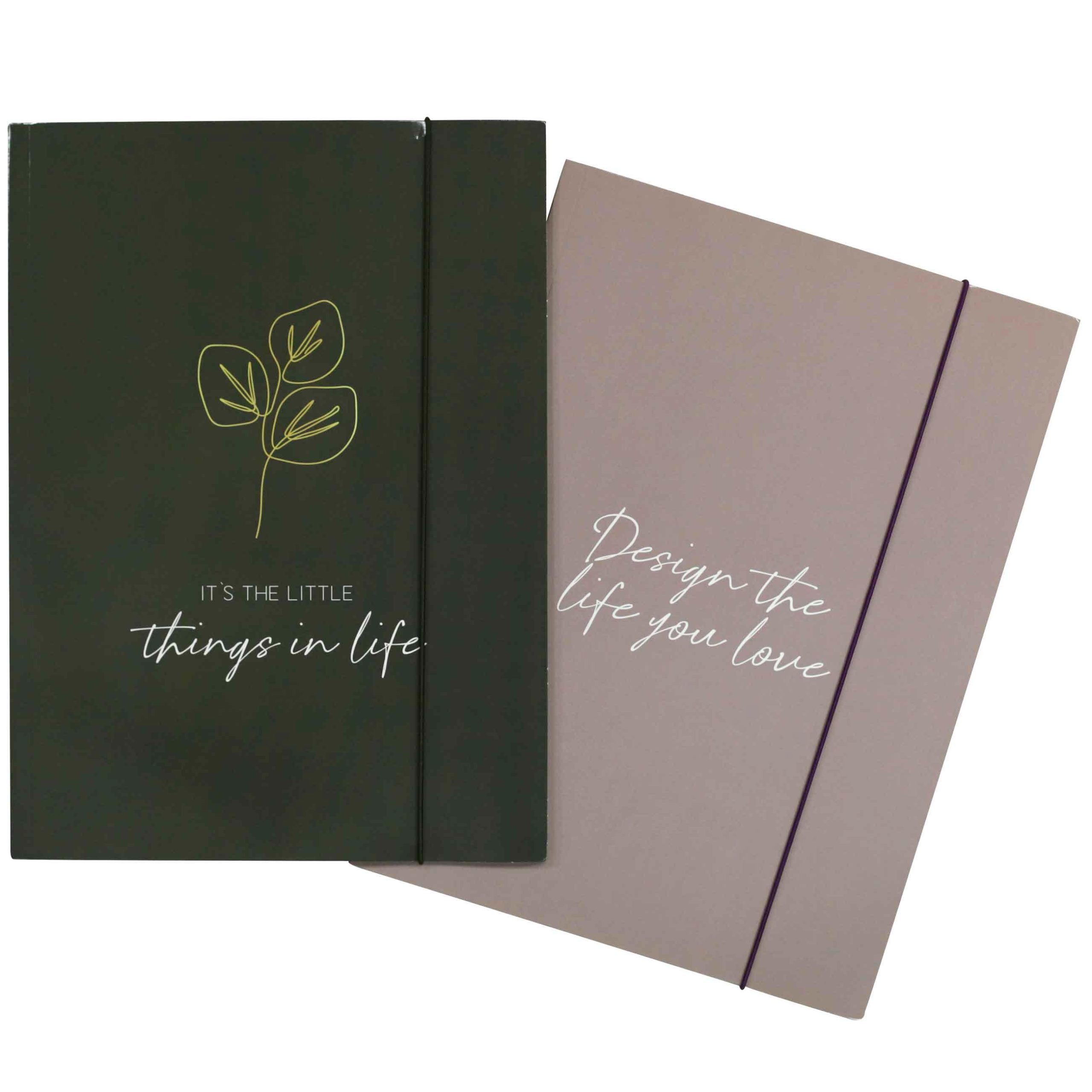PAPIERDRACHEN Organisationsmappe 2 Mappen aus Karton - DIN A4 - Erwachsene - Mint-gold (2-St)
