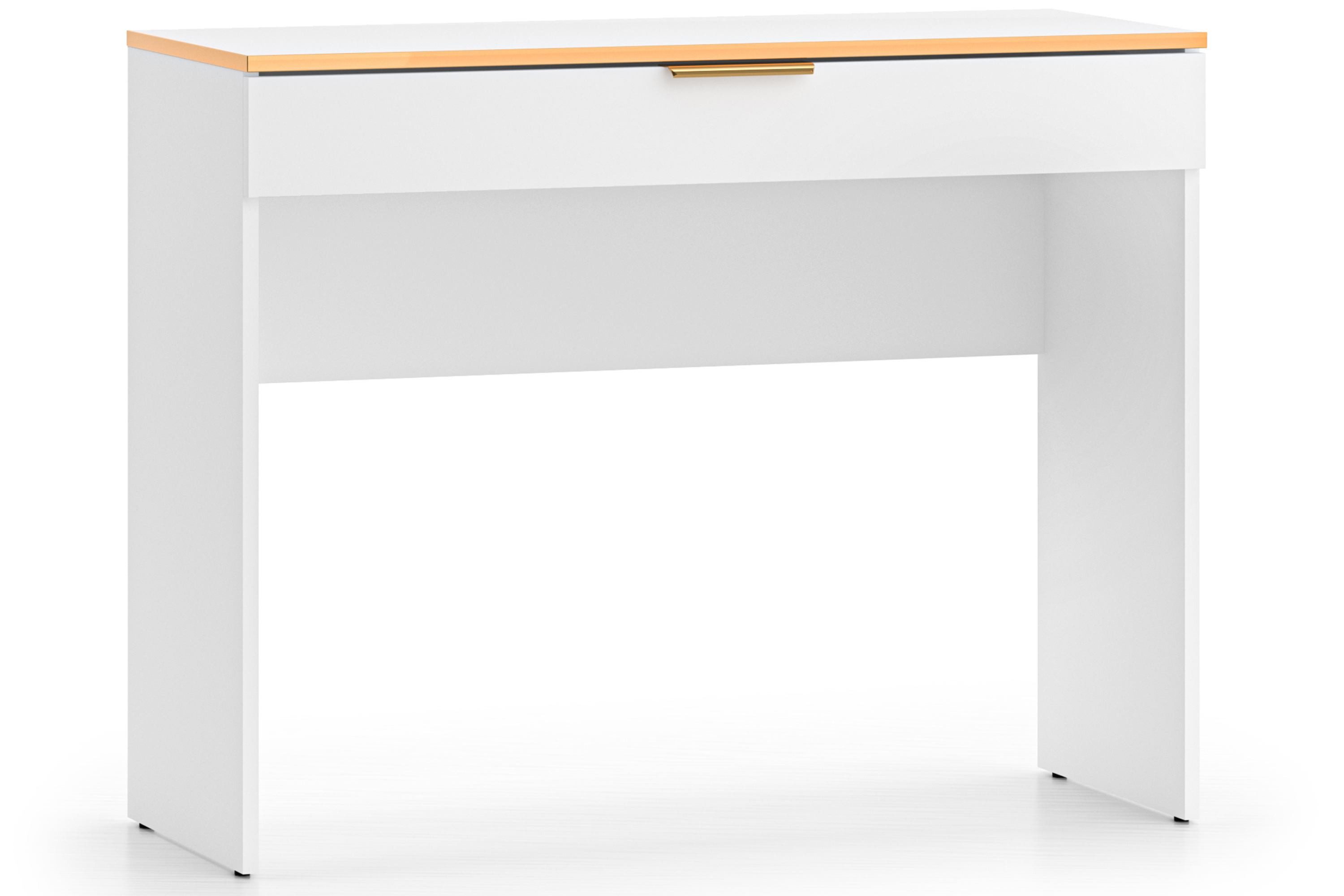 KONSIMO® Schminktisch VELTI Schreibtisch, hergestellt in der EU, mit Schublade, Goldelementen, Elegant