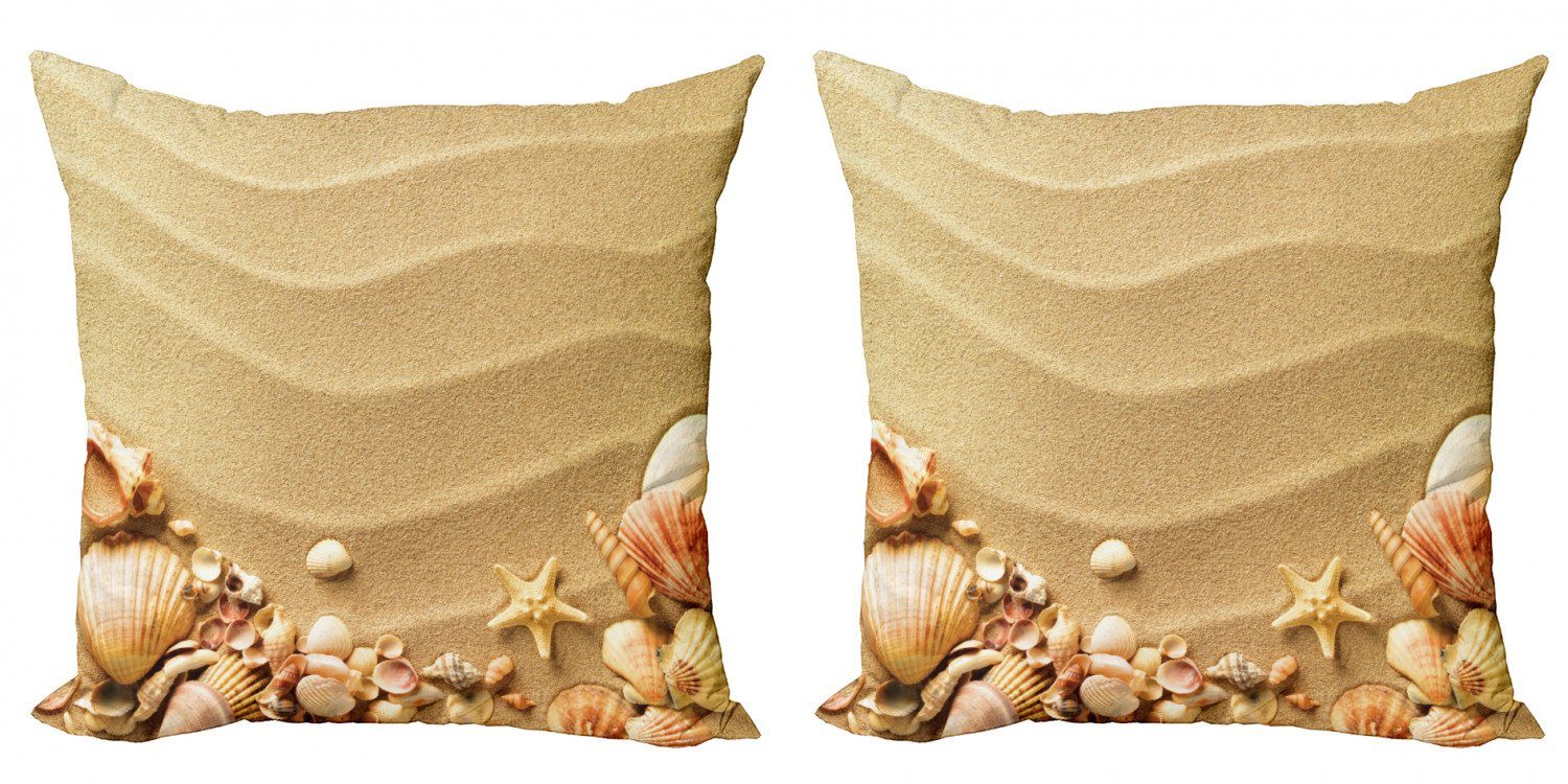 Kissenbezüge Modern Accent Doppelseitiger Digitaldruck, Abakuhaus (2 Stück), Schale Verschiedene Muscheln auf Sand
