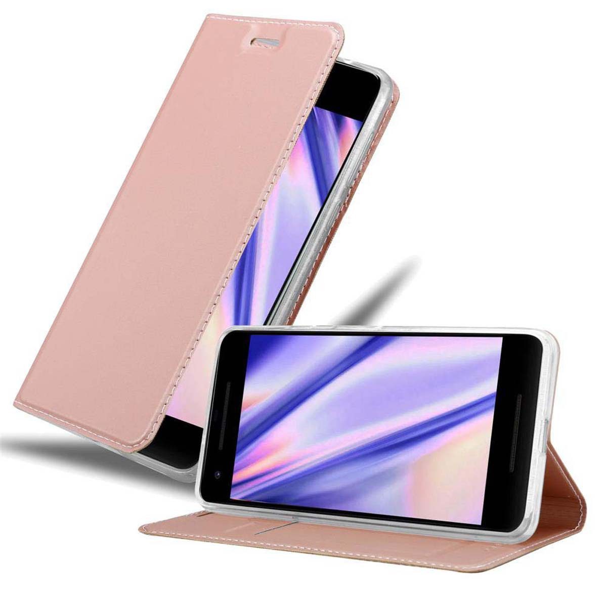 Cadorabo Handyhülle für Google PIXEL 2 XL Hülle Google PIXEL 2 XL, Schutzhülle Hülle mit Standfunktion, Magnetverschluss und Kartenfach