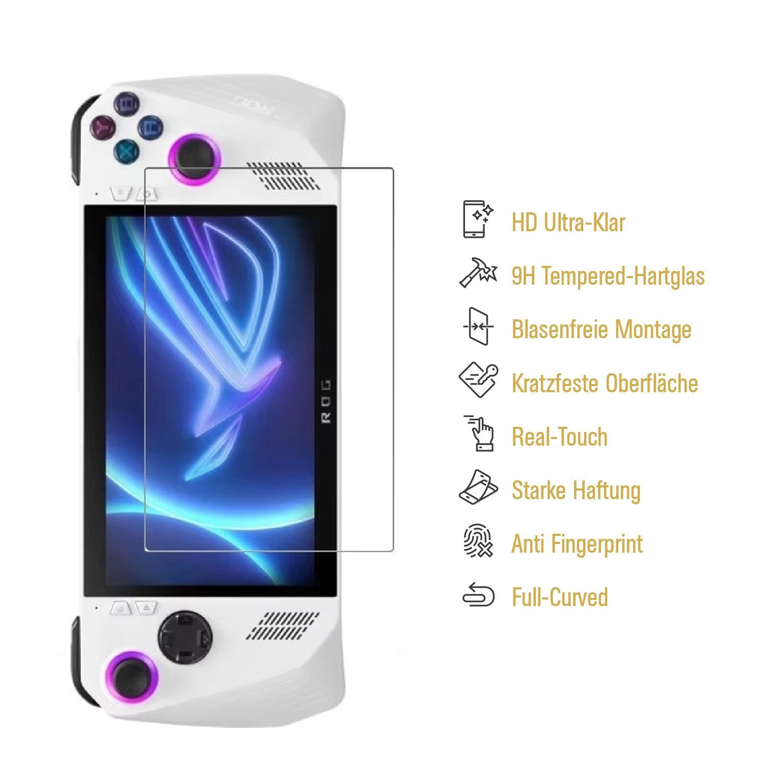 Protectorking Schutzfolie 6x 9H Panzerglas für Asus Rog Ally HD KLAR echtes Tempered Glass Panze, (6-Stück), Displayschutz, Schutzglas ECHTES TEMPERED 9H Panzerglas 3D-KLAR