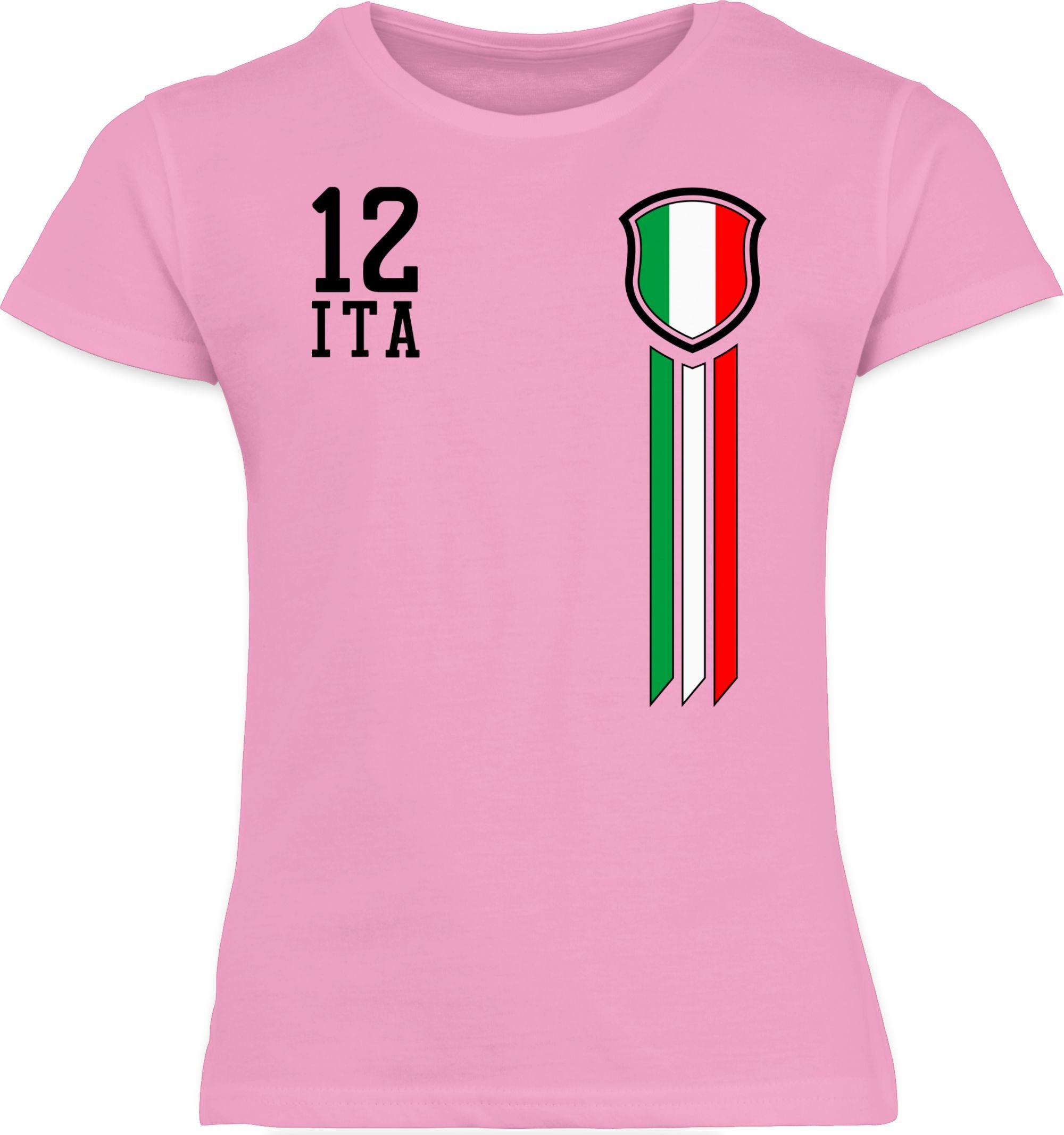 Fanshirt 12. Italien 2 Kinder Fussball EM T-Shirt Rosa Shirtracer Mann 2024