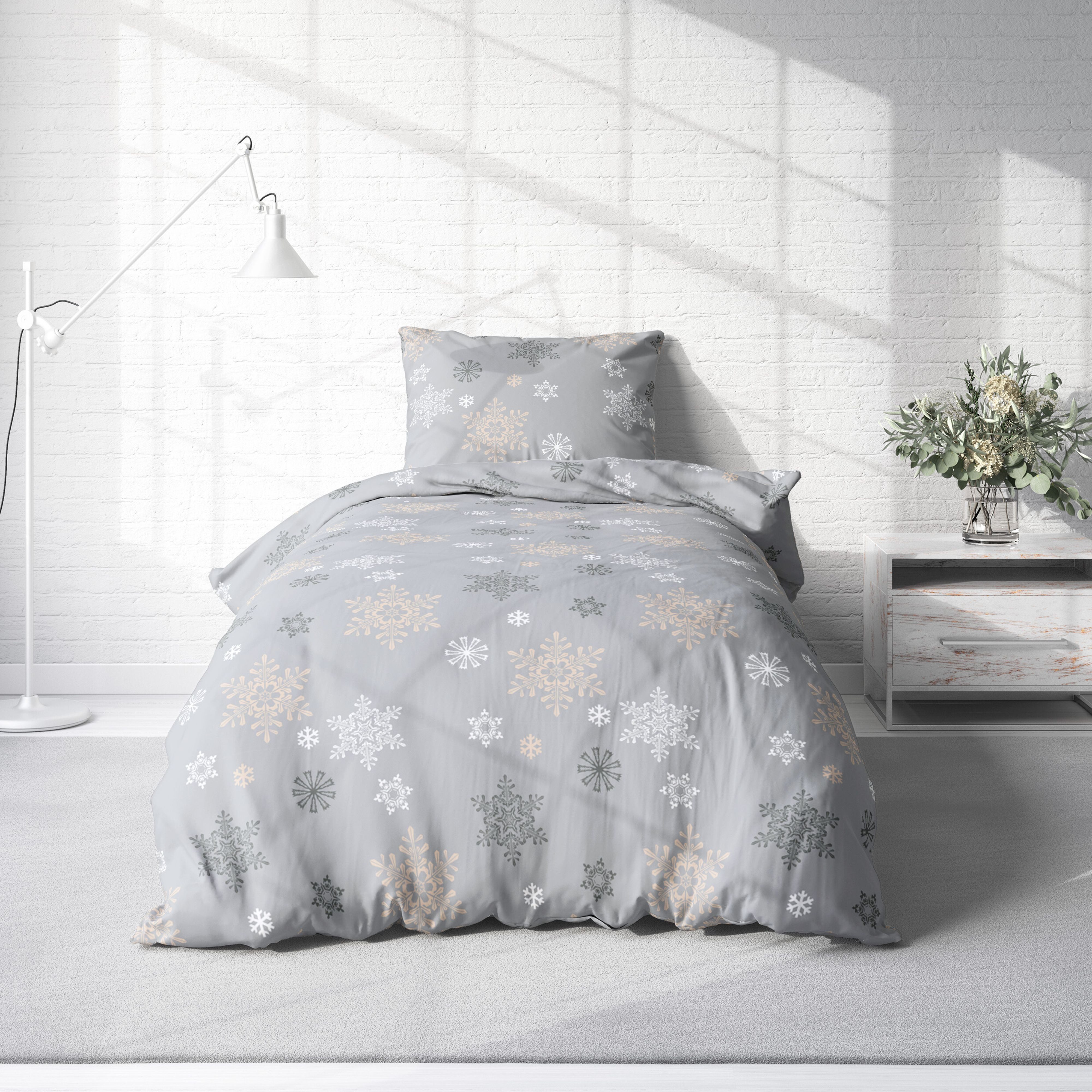 One Home Bettwäsche Winter Pure Frost, Flanell, 2 teilig, Kristalle und Sch günstig online kaufen