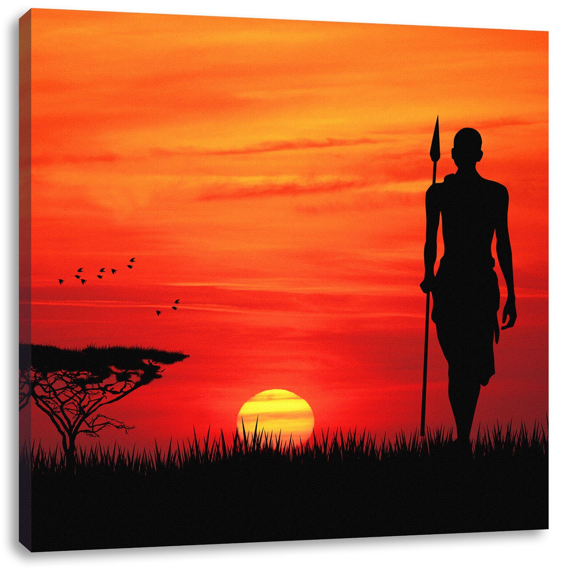 Leinwandbild Roter Sonnenuntergang in Afrika