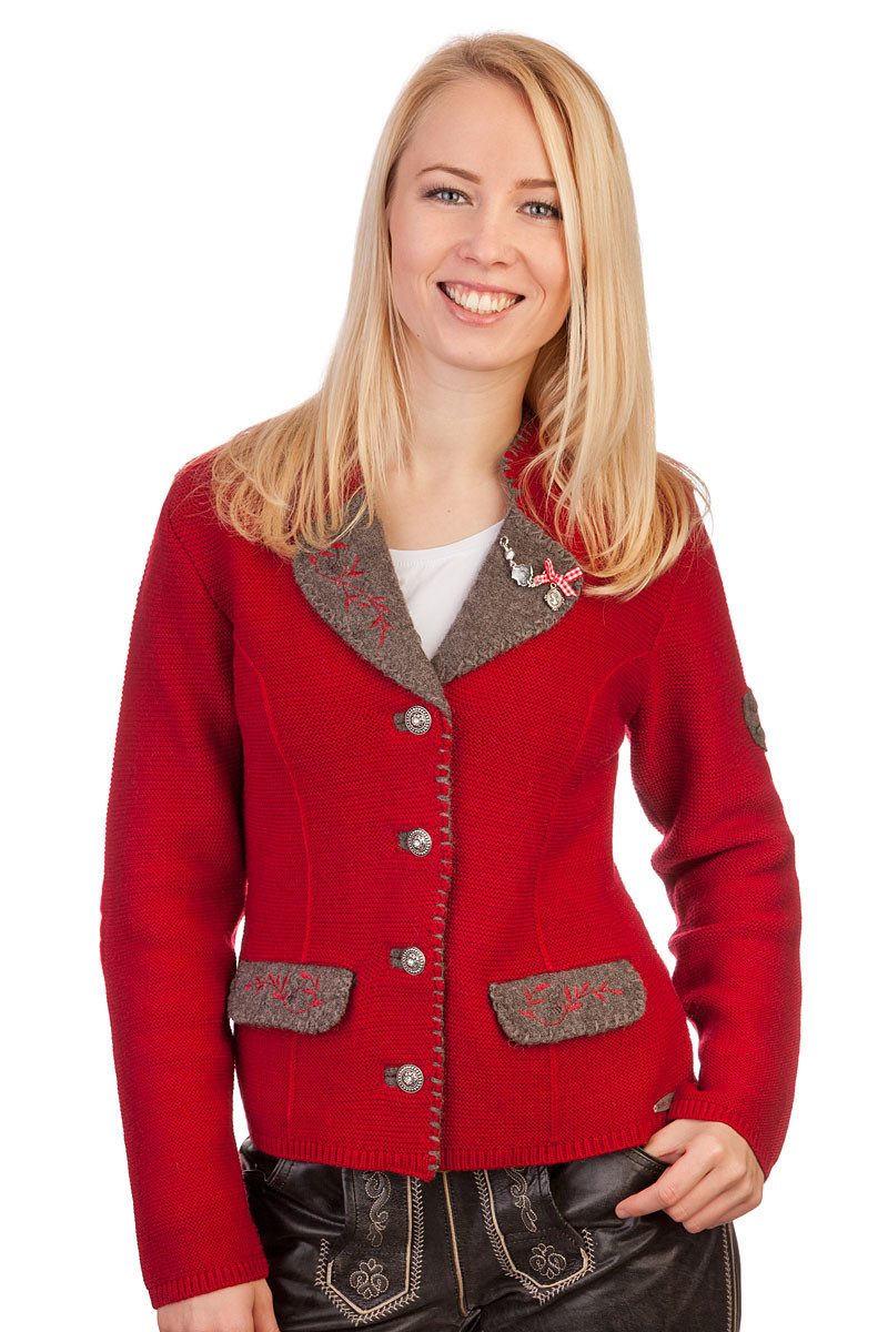 Spieth & Wensky Trachtenjanker Trachtenjacke Damen - NEURIED - dunkelbraun, rot