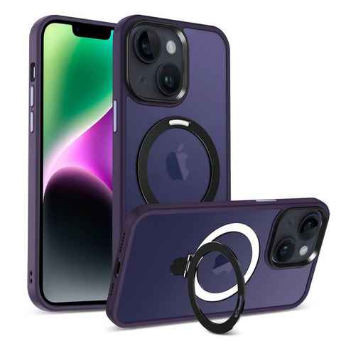 CoolGadget Handyhülle Hybrid Luxury Handy Case für iPhone 15 6,1 Zoll, Hülle Massiv Metallring aufklappbar Schutzhülle für Magsafe Zubehör
