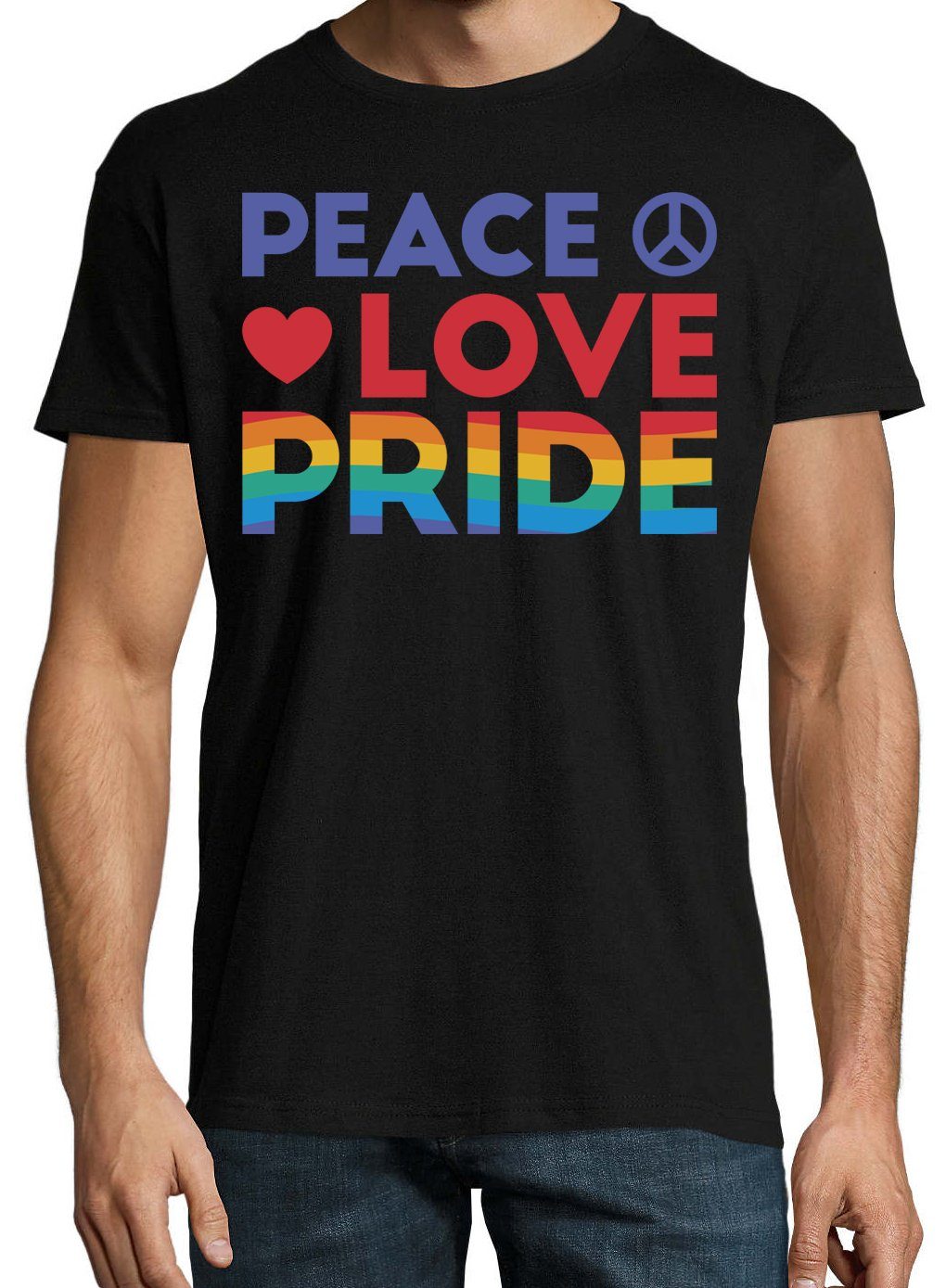 Love Schwarz mit Herren Youth Peace T-Shirt Trendigem Designz Frontdruck Pride T-Shirt