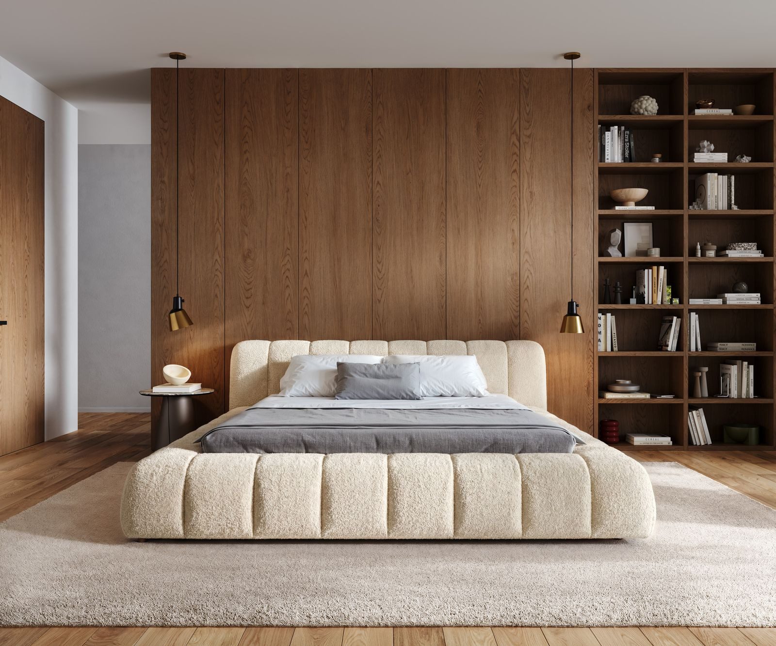 DELIFE Polsterbett Cutio, Teddystoff Beige 180x200 cm