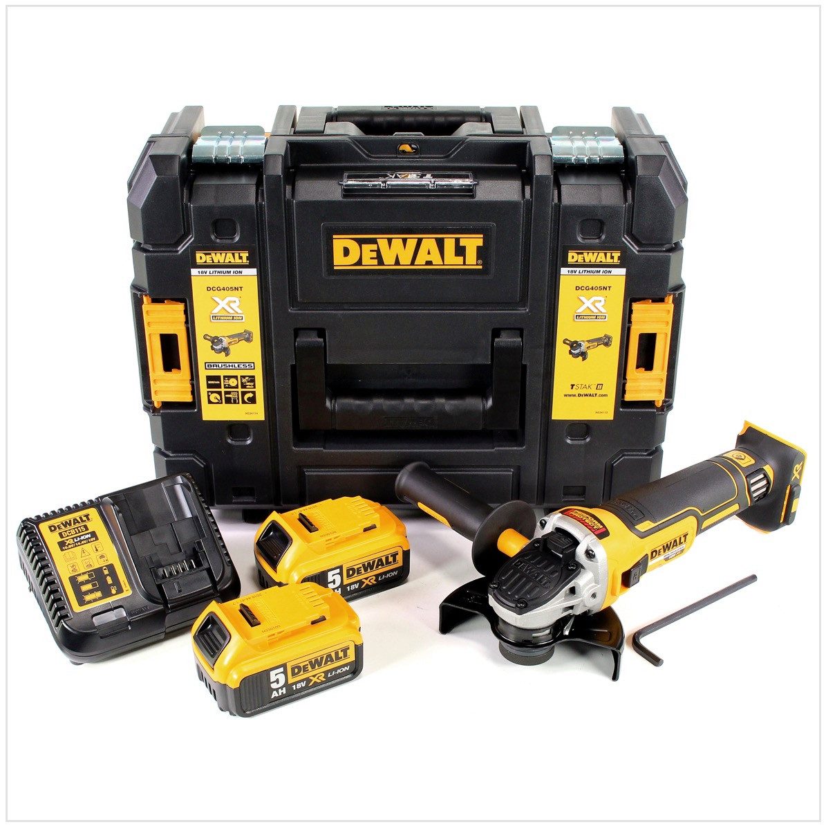 DeWalt Akku-Winkelschleifer DCG 405 P2 Akku Winkelschleifer 18V 125mm Brushless + 2x Akku 5,0Ah