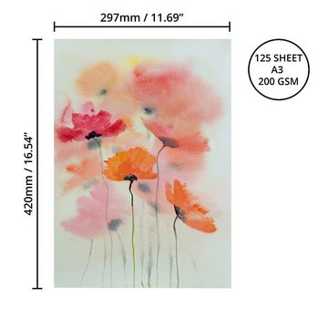 Belle Vous Aquarellpapier A3 Watercolor Block 125 Sheets 200 GSM - High-Quality Paper, A3 Aquarellblock 125 Blatt 200 GSM Kaltgepresst