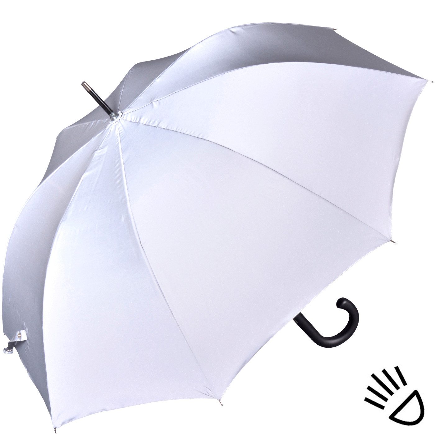 iX-brella Stockregenschirm Fiberglas, XL 110 cm groß, stabil, mit Automatik, mit überschlagfähigem Dach - vollflächig reflektierend