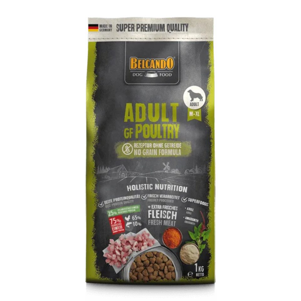 Belcando Adult GF Poultry - getreidefreies Trockenfutter mit 75% Protein, Trockenfutter für: Hunde