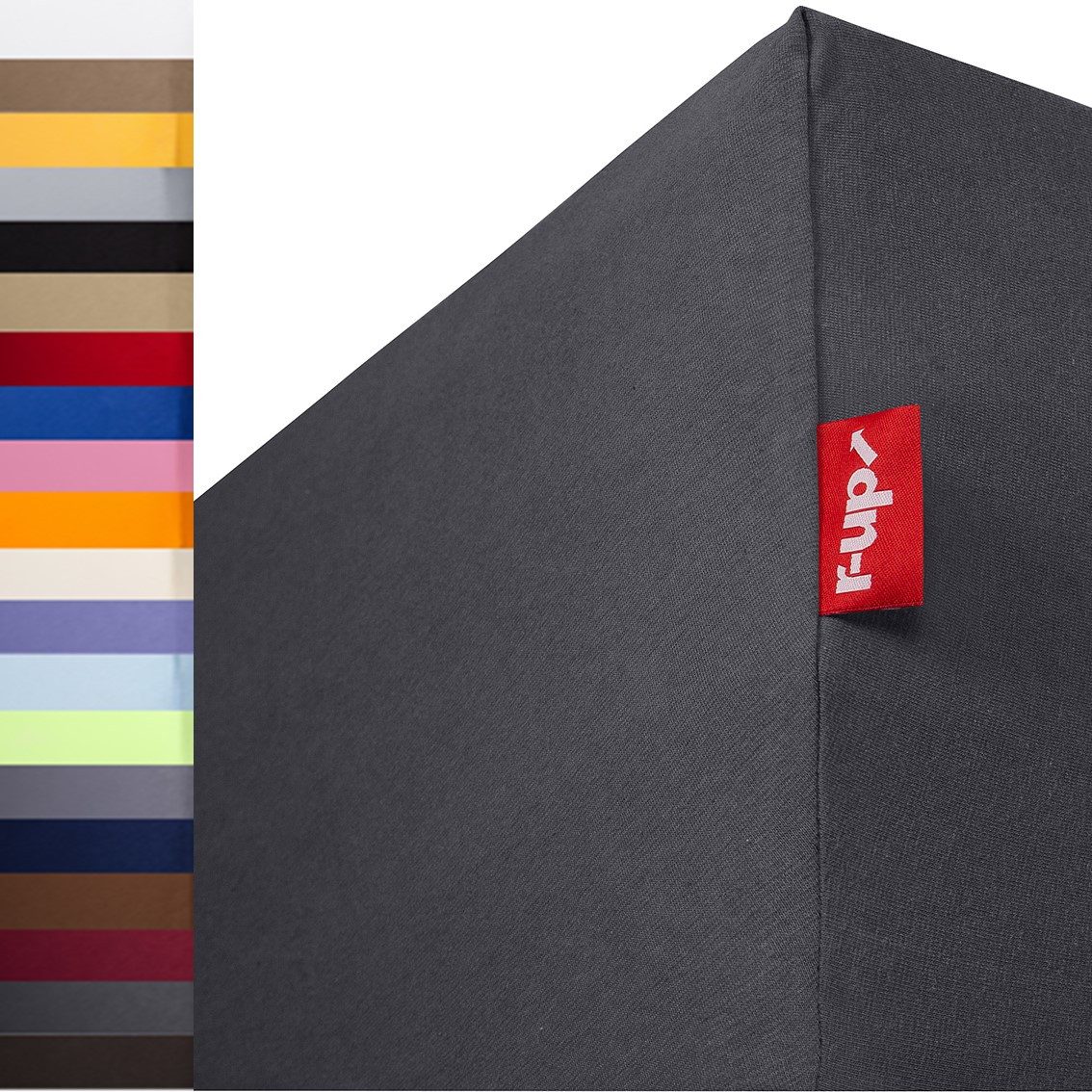 r-up Натяжні простирадла Passt 90x200 bis 200x220cm erhältlich! 130 g/m², Baumwolle, Gummizug: fest eingenähtes dauerelastisches Rundumgummi, (1 Stück), (90x200-100x200, 15-35cm Matratzenhöhe, anthrazitgrau)
