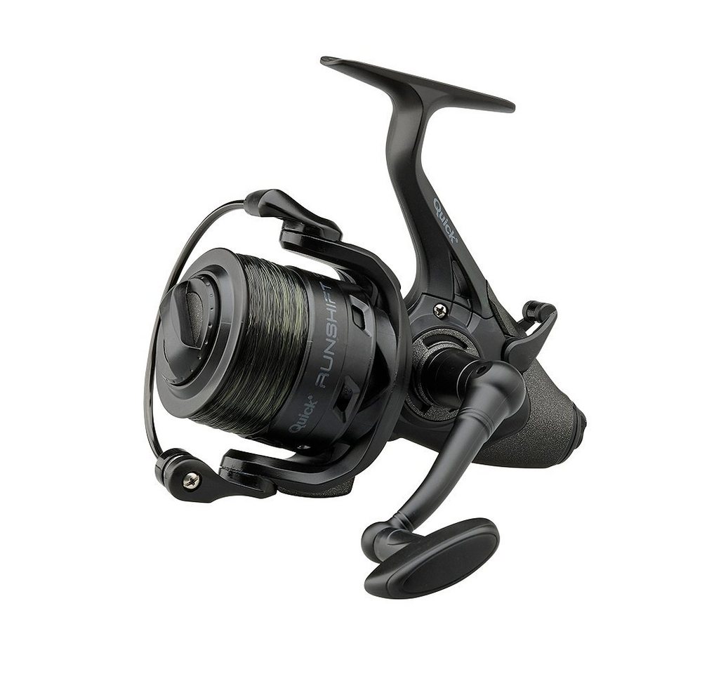 DAM Fishing Freilaufrolle Runshift 3L FS + Camo Line 4000 5000 mit Schnur Karpfen Freilaufrolle), Vorgespult mit schwarzem und grünem Monofilament