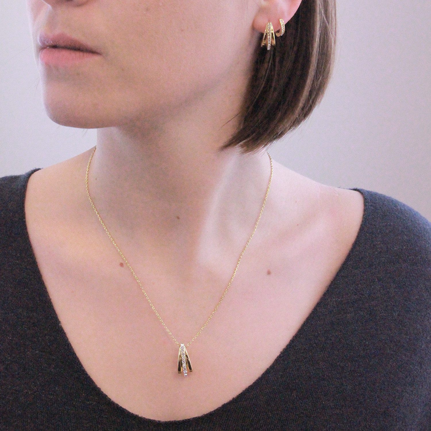 Ella Eisvogel Schmuckset Aurielle Roségold Kristall - Creolen & Halskettche günstig online kaufen