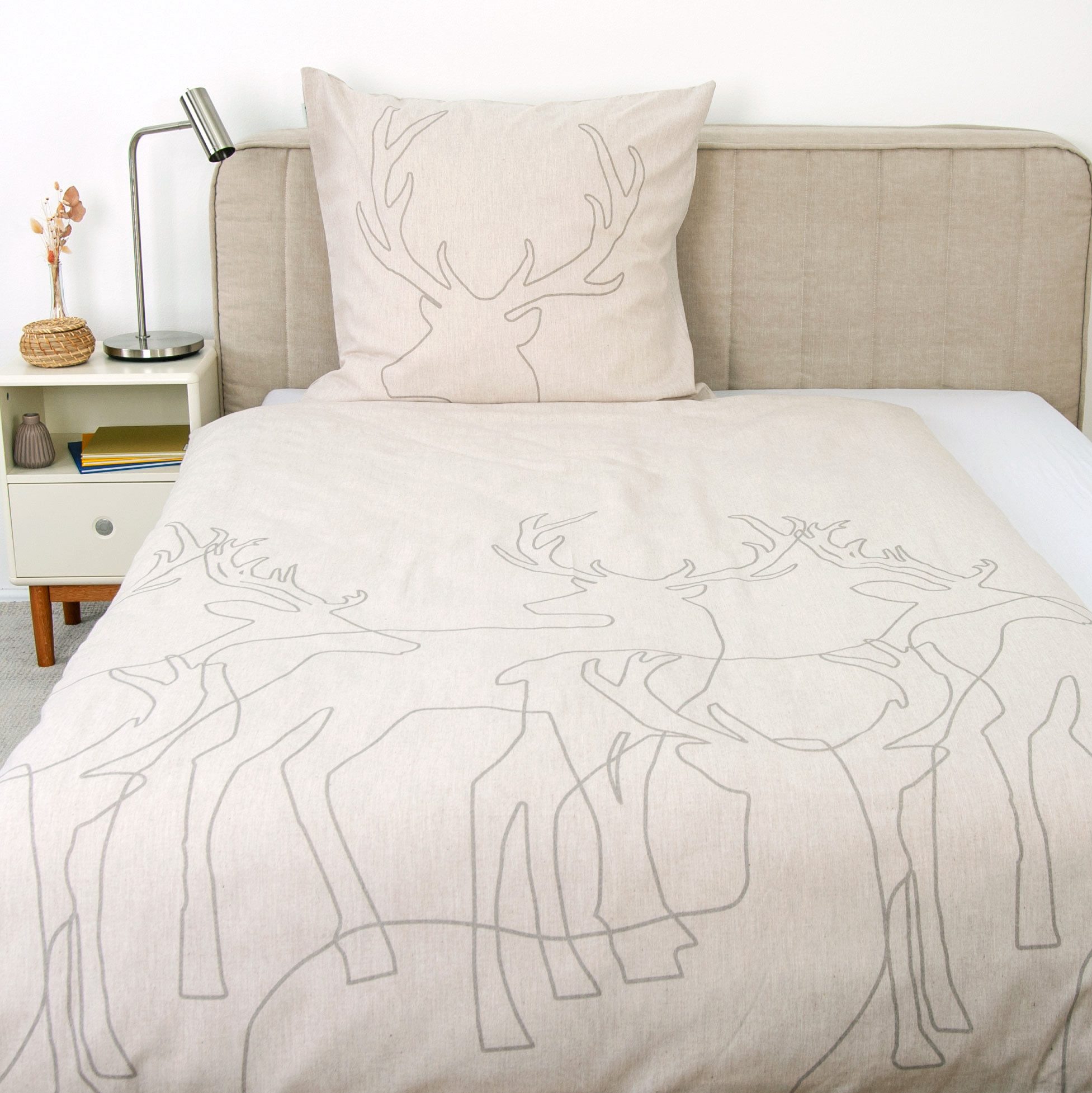 TOM TAILOR HOME Wendebettwäsche Lennart in Gr. 135x200, 155x220 oder 200x200 cm, ideal für Weihnachten, Flanell, 2 teilig, Flanell kuschelig warm im Winter, Wei – Bild 2 von 5