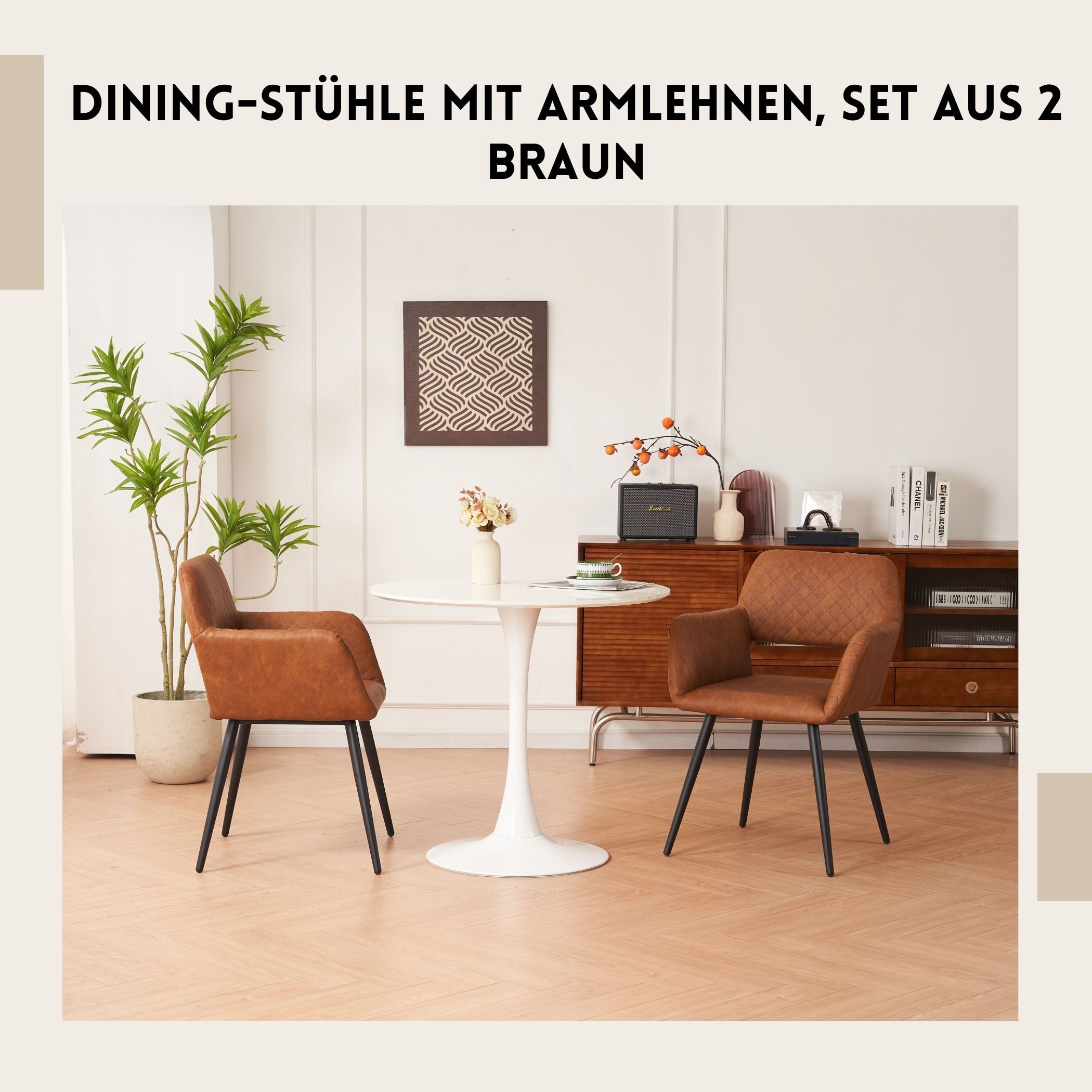 SeedWave Esszimmerstuhl Faux-Leder-Dining-Stühle mit Armlehnen, Set günstig online kaufen