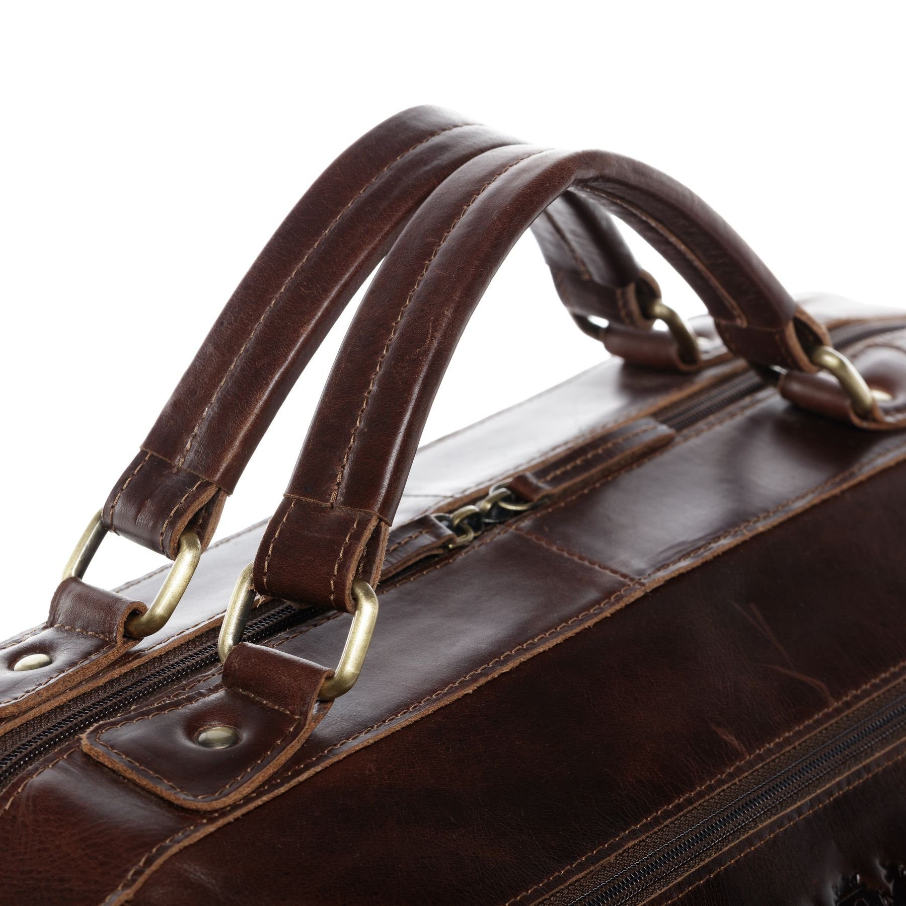 SID & VAIN Reisetasche echt Leder Weekender groß Ledertasche braun KINGSTON, Echtleder Reisegepäck für Damen & Herren, Sporttasche XL braun-cognac