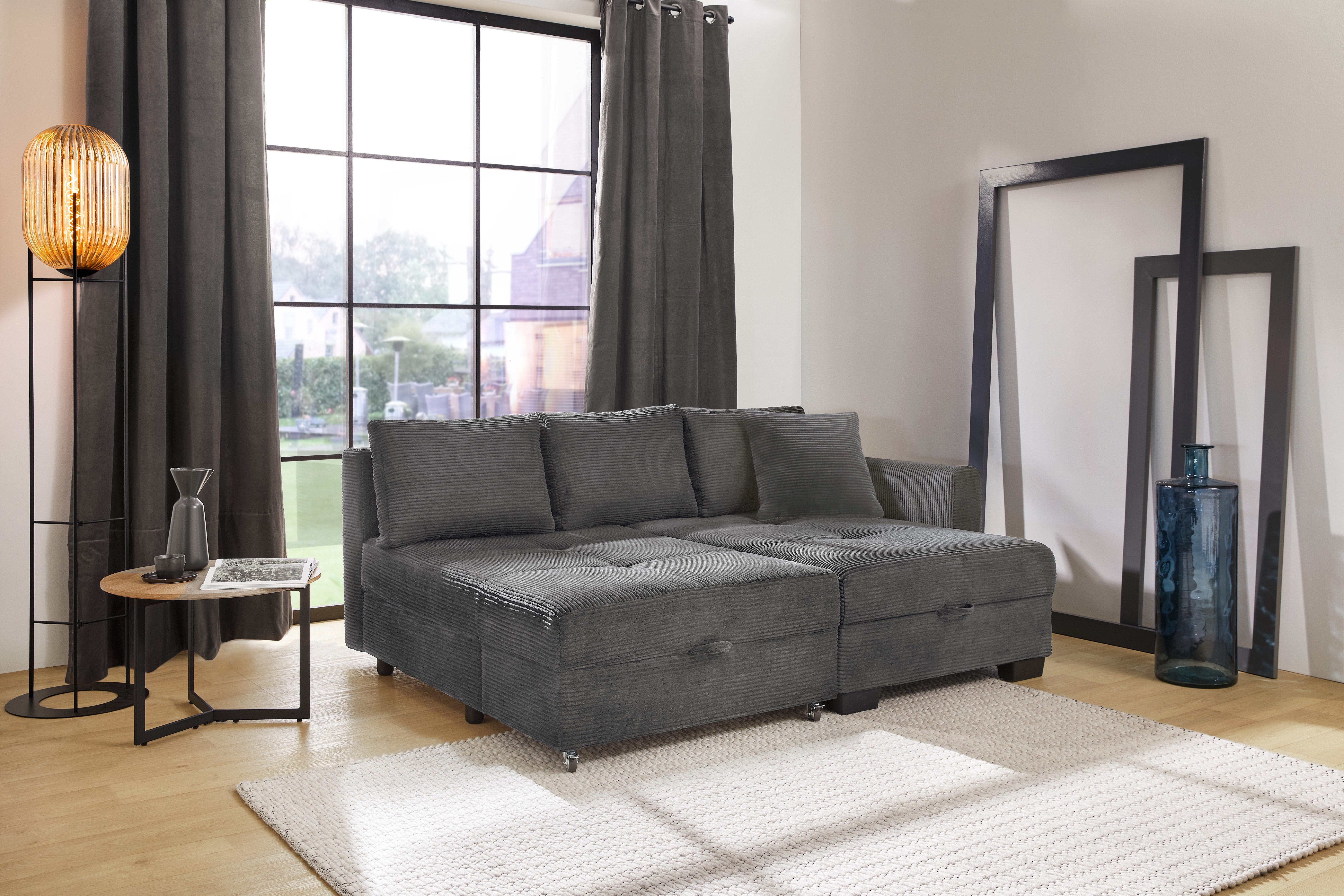 Jockenhöfer Gruppe Ecksofa Fantasy L-Form, B: 247 cm, Dreh-Schwenk-Ottomane, mit Bettfunktion, Bettkasten & Zierkissen, wandelbar zum Big-Sofa