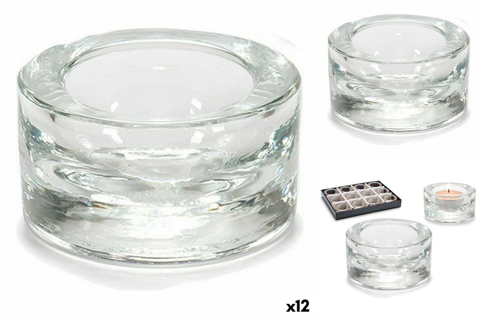 Gift Decor Windlicht Kerzenschale Durchsichtig Glas 7 x 3,5 x 7 cm 12 Stück