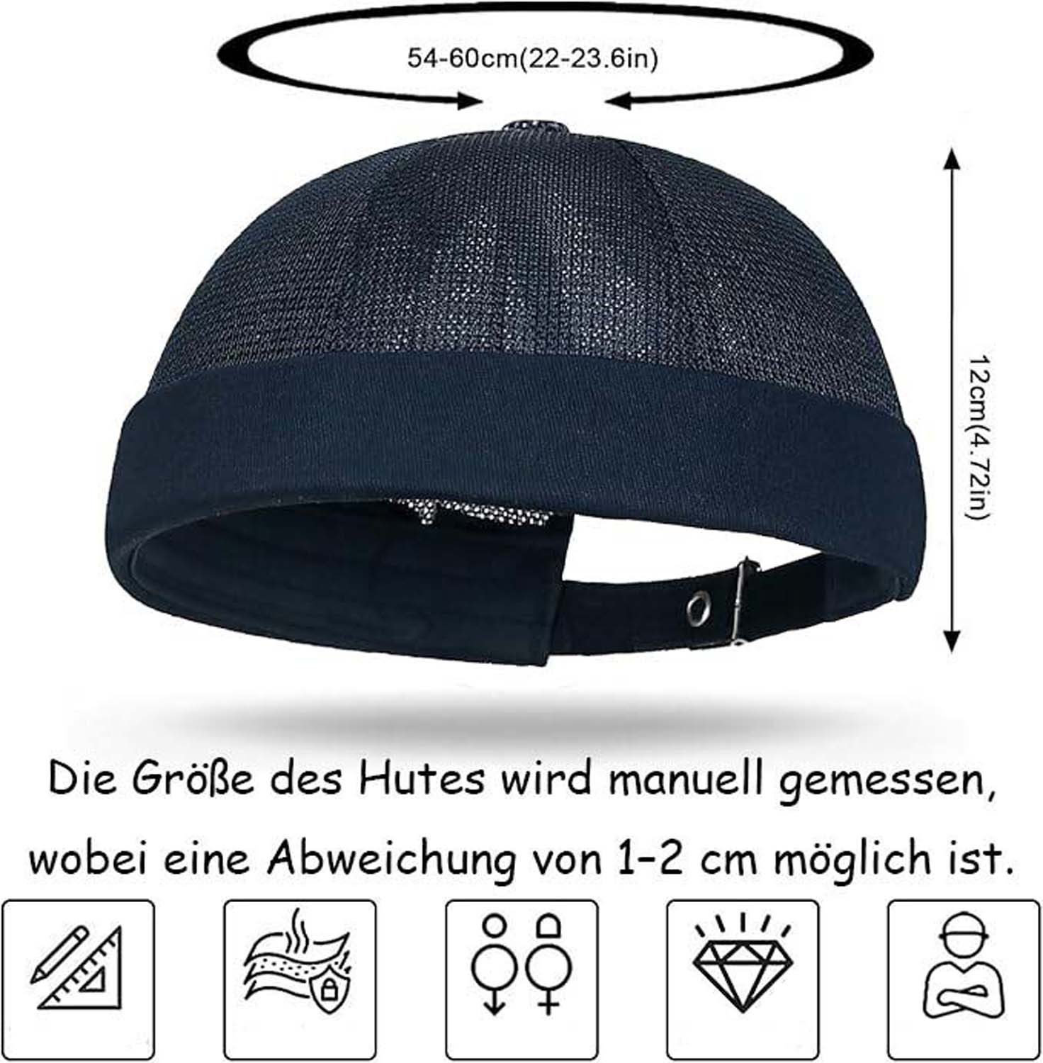 Zaewry Dockermütze Verstellbar Seemannsmütze UV-Schutz Dockermütze Sommer Hafenmütze
