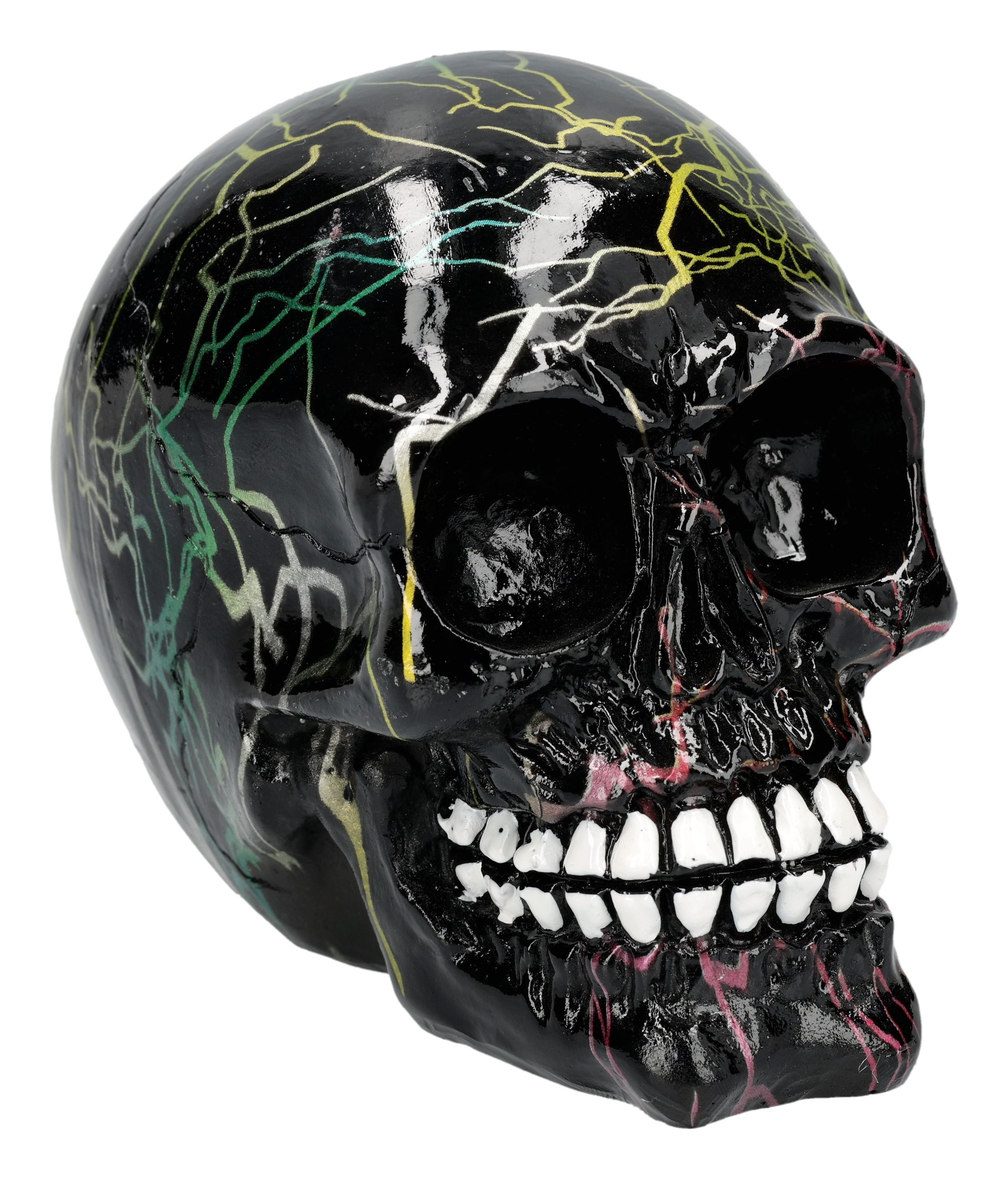 Figuren Shop GmbH Dekofigur Totenkopf Figur – Blitzschädel Gothic Deko Horror Statue 8.5 cm