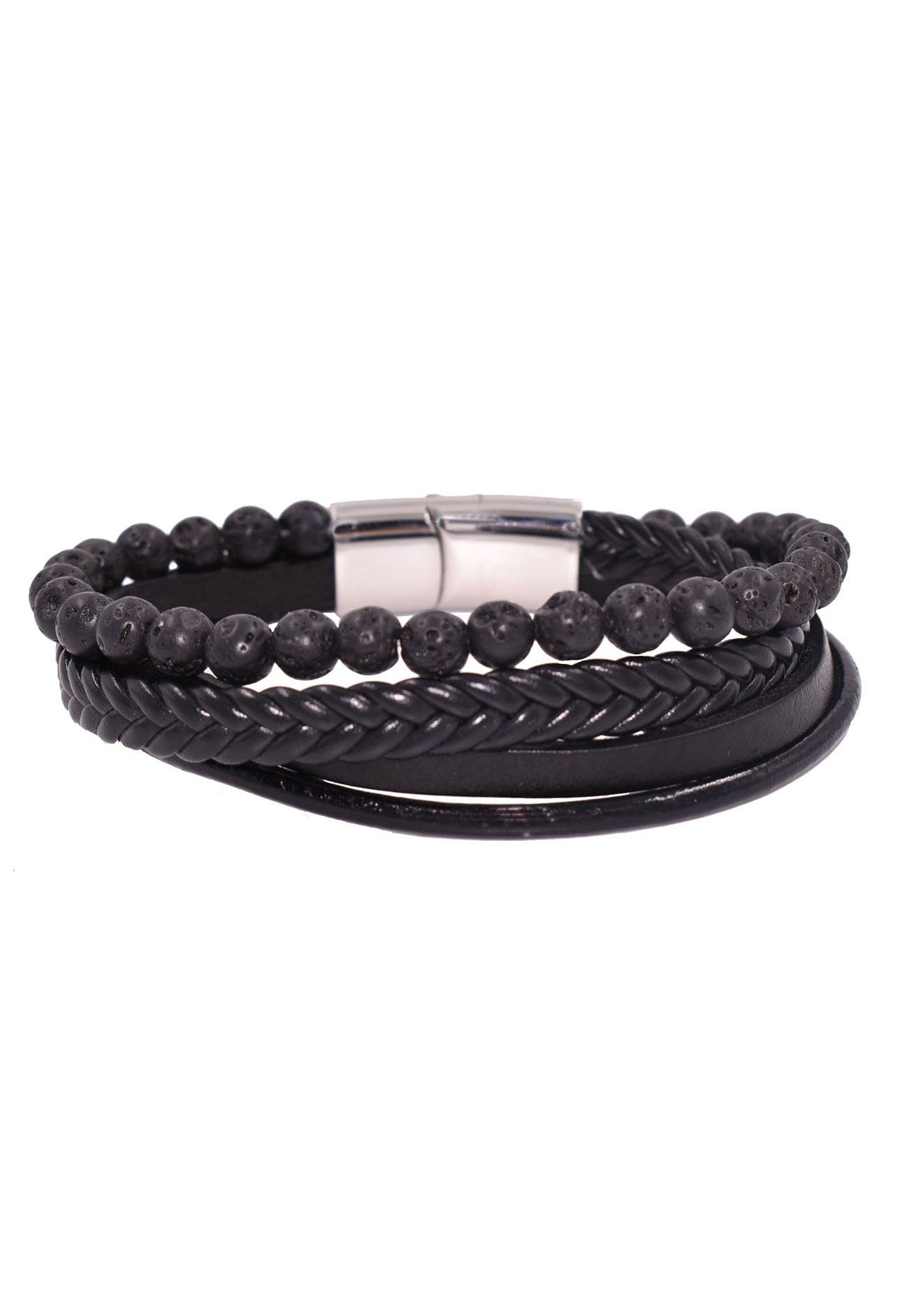 Firetti Lederarmband Schmuck Geschenk Armschmuck Edelsteinarmband Lava, zu Hoodie, Shirt, Jeans, Sneaker! Anlass Geburtstag Weihnachten | Edelstahlarmbänder