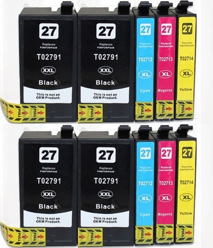 inkpro 10 XL-Druckerpatronen T27 XL kompatibel mit Epson 27XL, Tintenpatrone (für WorkForce WF-3620, WF-3640, WF-7110, WF-7210, WF-7610, WF-7615, WF-7620, WF-7710, WF-7715, WF-7720, 10-tlg., 4 x T2791 Schwarz und je 2 x T2712 Cyan, T2713 Magenta, T2714 Ge