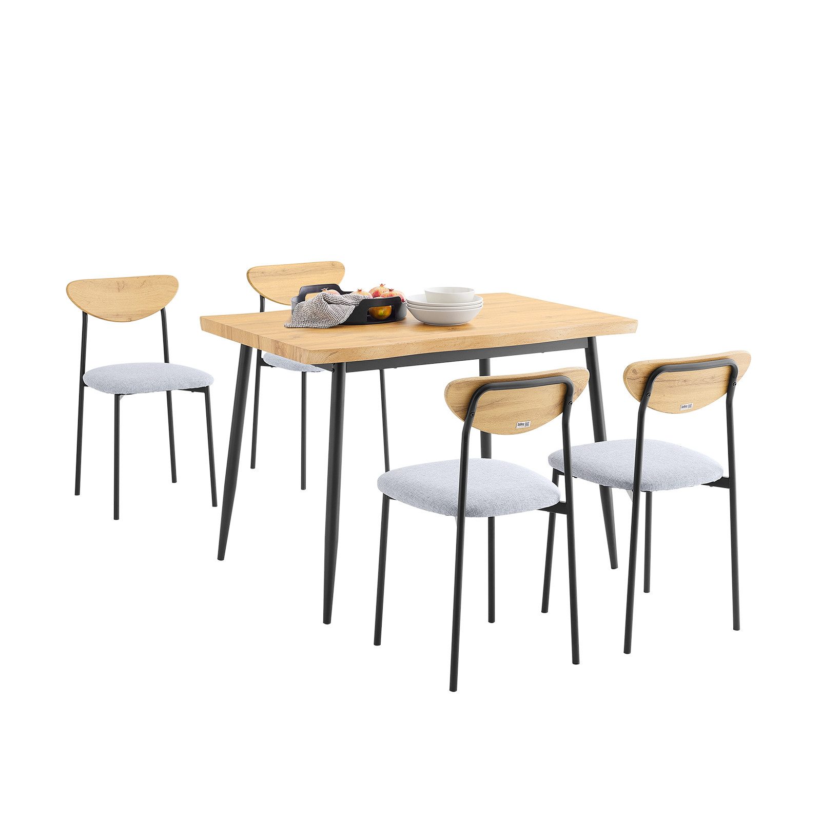 SoBuy Essgruppe OGT52, Esszimmer, Essgruppe, Sitzgruppe, Esszimmerset, (Set, 5-tlg),Essgruppe 4 Stühle, Esstisch Essgarnitur, Küche Esszimmer