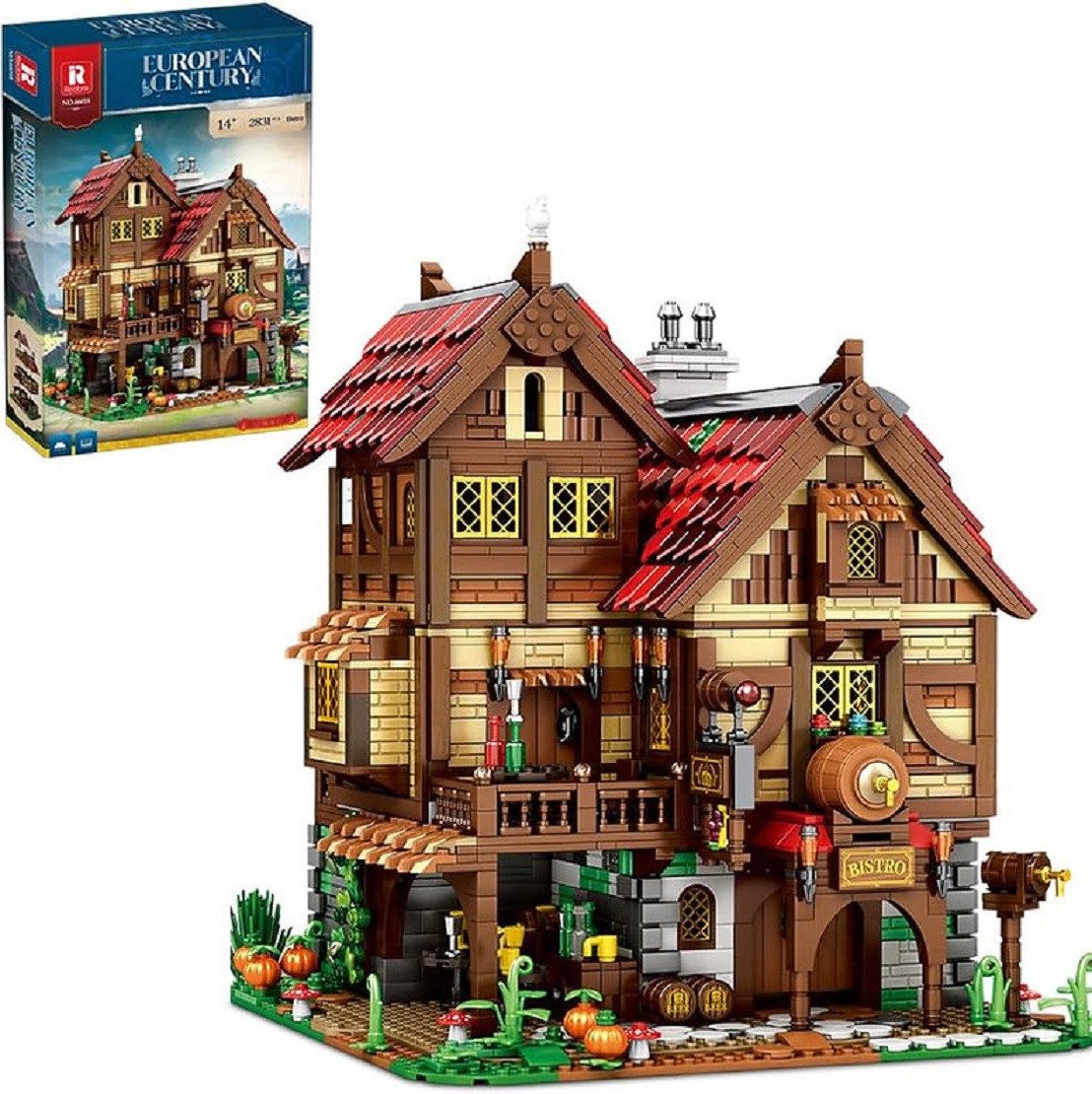 Reobrix Reobrix 66018 mittelalterliche Taverne 2.868 Teile European Century Konstruktions-Spielset, (2868 St)