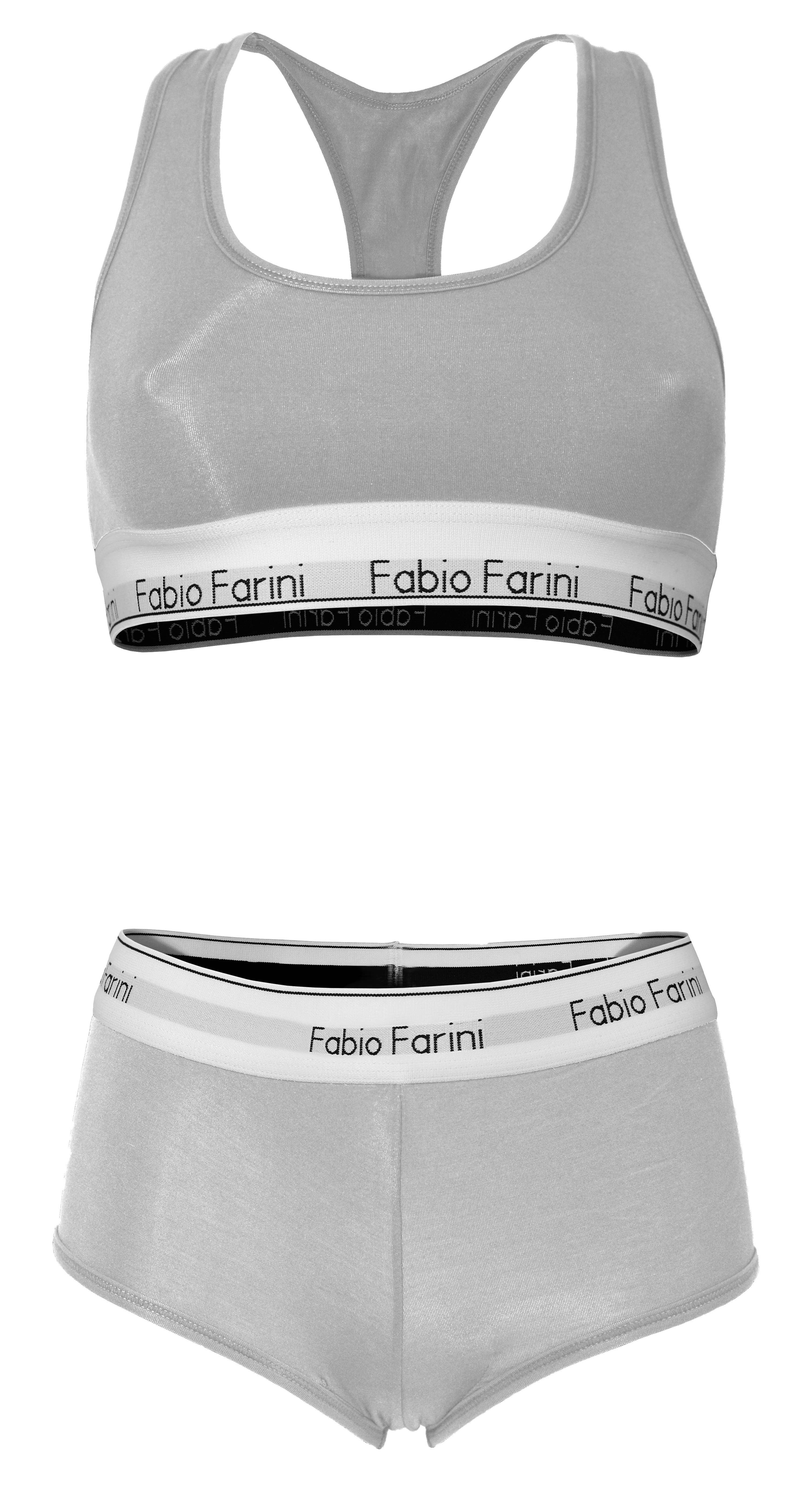 Fabio Farini Sport-BH Damen Unterwäsche - Sport Bustier mit Designer-Bund (Set, 1-tlg., mit Panty) bügellos im sportlichen Look mit Logo-Bund