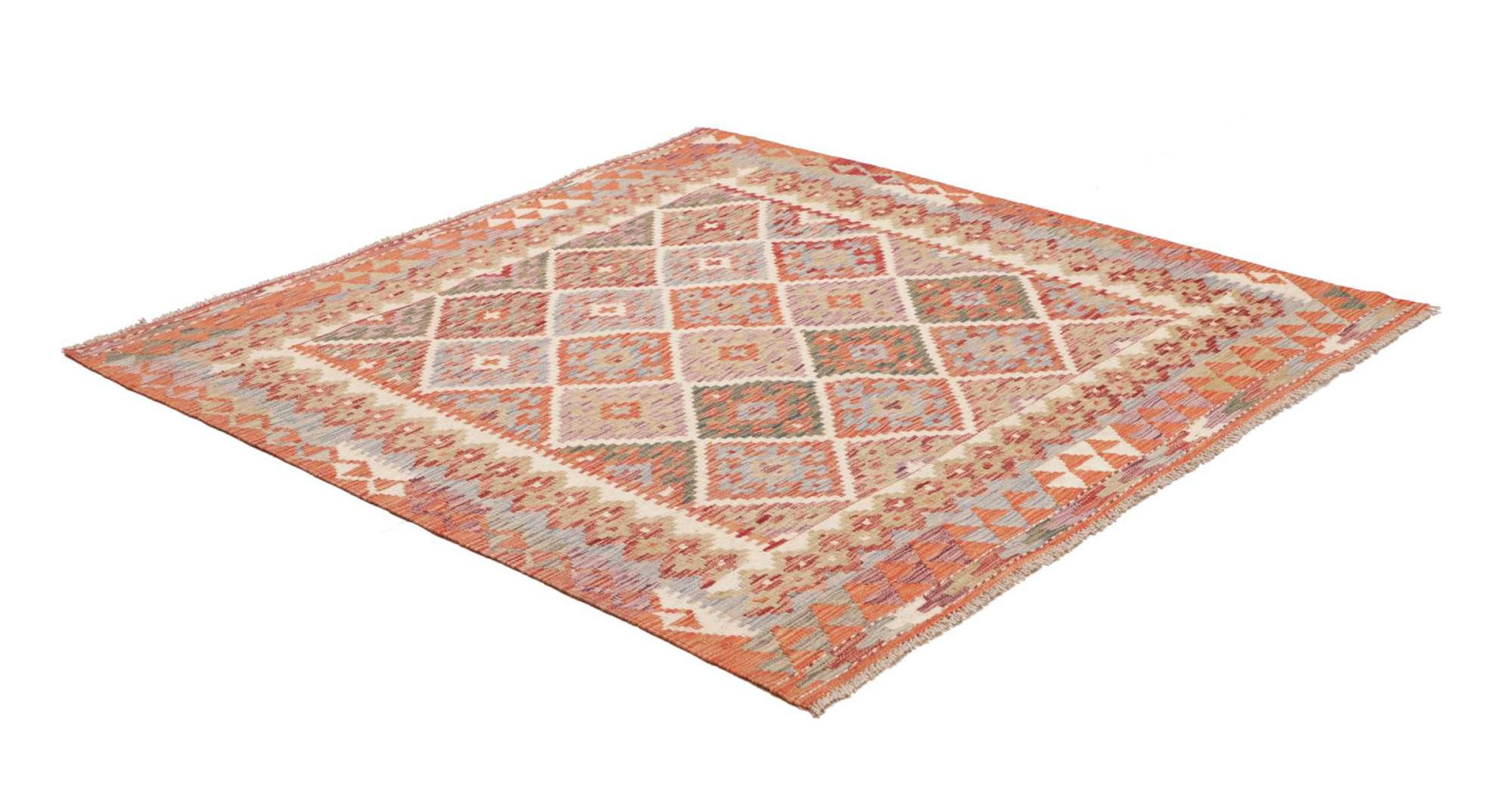 Nain Trading Orientteppich Kelim Afghan 154x161 Handgewebter Orientteppich Quadratisch, quadratisch, Höhe: 5 mm