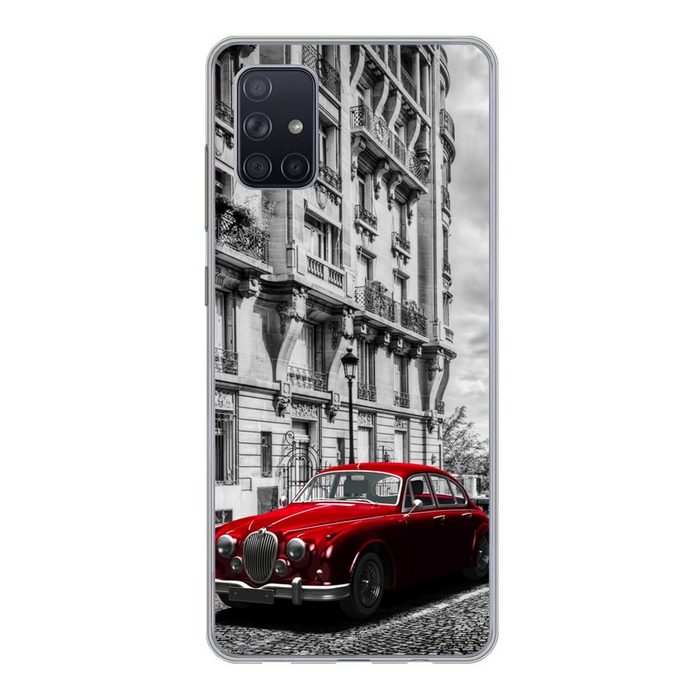 MuchoWow Handyhülle Paris - Schwarz - Weiß - Auto Phone Case Handyhülle Samsung Galaxy A71 Silikon Schutzhülle