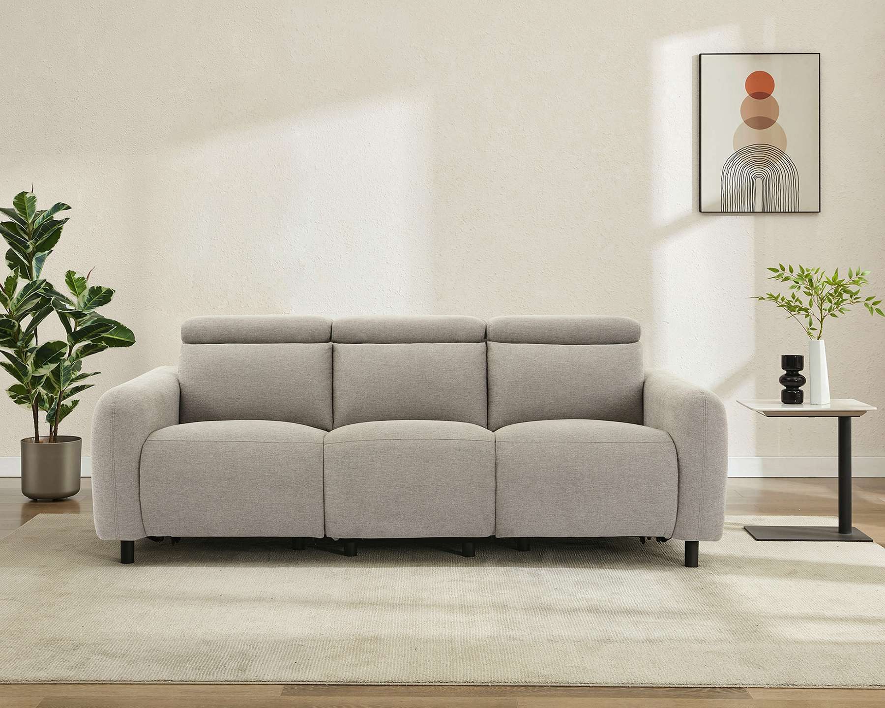 OTTO home 3-Sitzer SKAANE Struktur-Sofa, 229 cm, manuelle-u. elektrische Relaxfunktion, 229cm, Kopfteilverstllg. und man. o. elektr. Relaxfunktion in 2 Sitzen