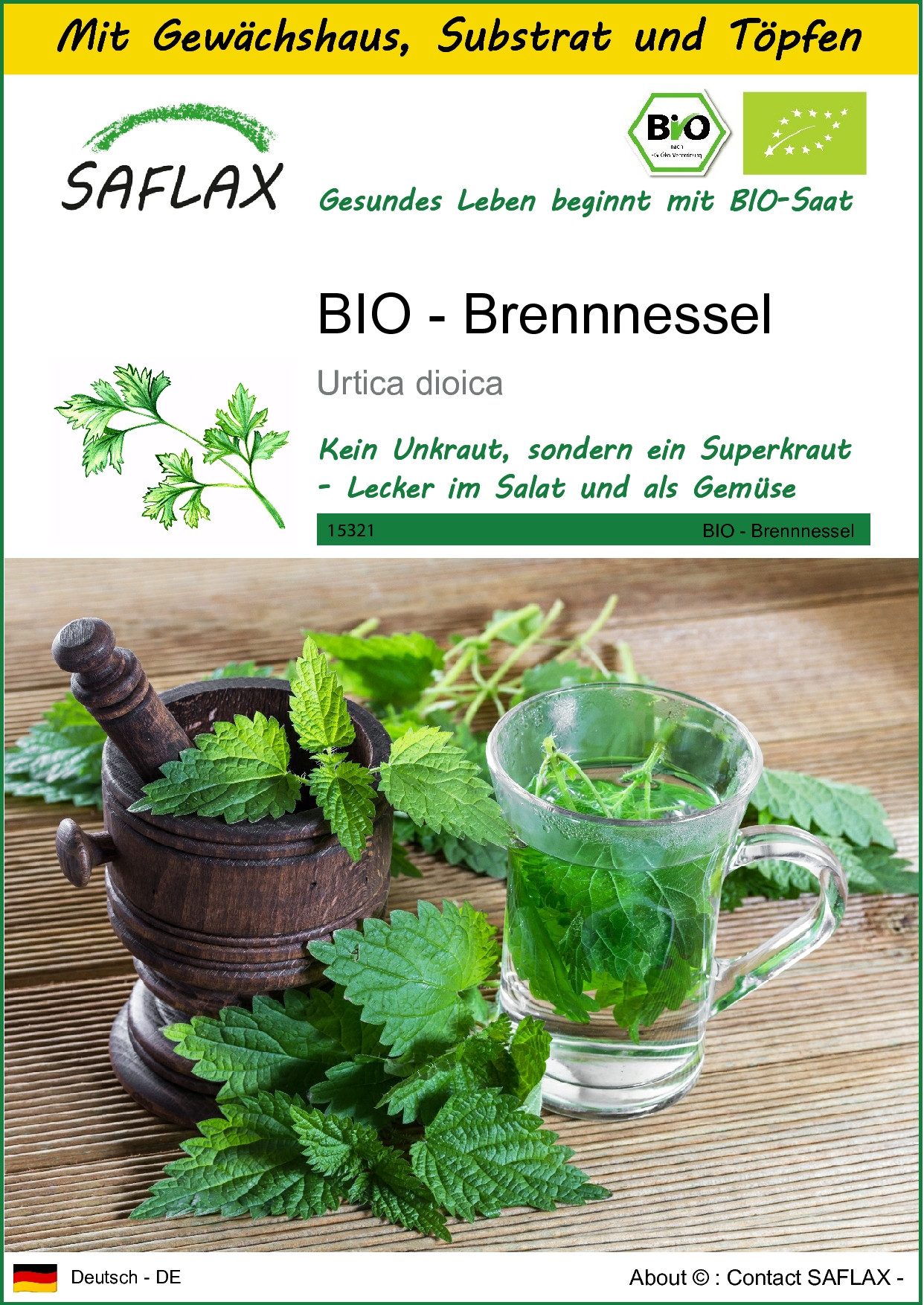 SAFLAX Kräutersamen SAFLAX - Anzuchtset - BIO - Brennnessel