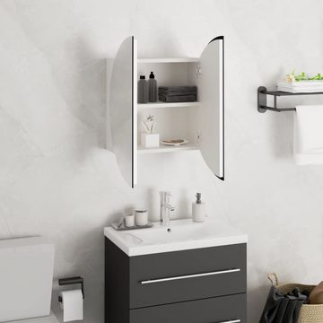 vidaXL Badezimmerspiegelschrank Badezimmerschrank mit Rundem Spiegel & LED Weiß 40x40x17,5 cm (1-St)