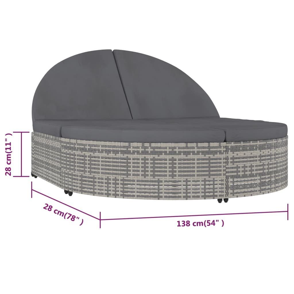 Merax Loungebett, Grau aus Rücklehne Sonnenlige Polyrattan, Auflage, inkl. Grau 2 Teile, | verstellbare Gartenliege