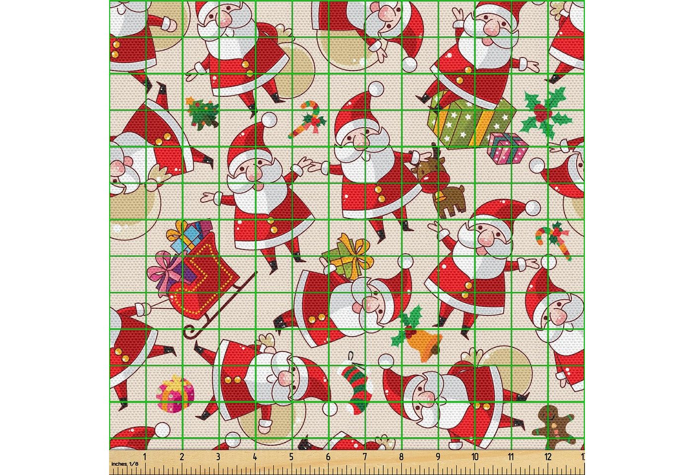 Thumbnail - Abakuhaus Stoff Schön Gewebten Stoff für Polster und Wohnaccessoires, Weihnachten Cartoon Weihnachtsmann